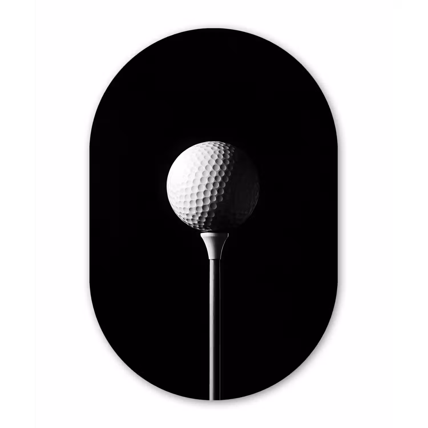 Golfbal - Minimalistisch - Wit Wandcirkel Ovaal Forex klein -3d