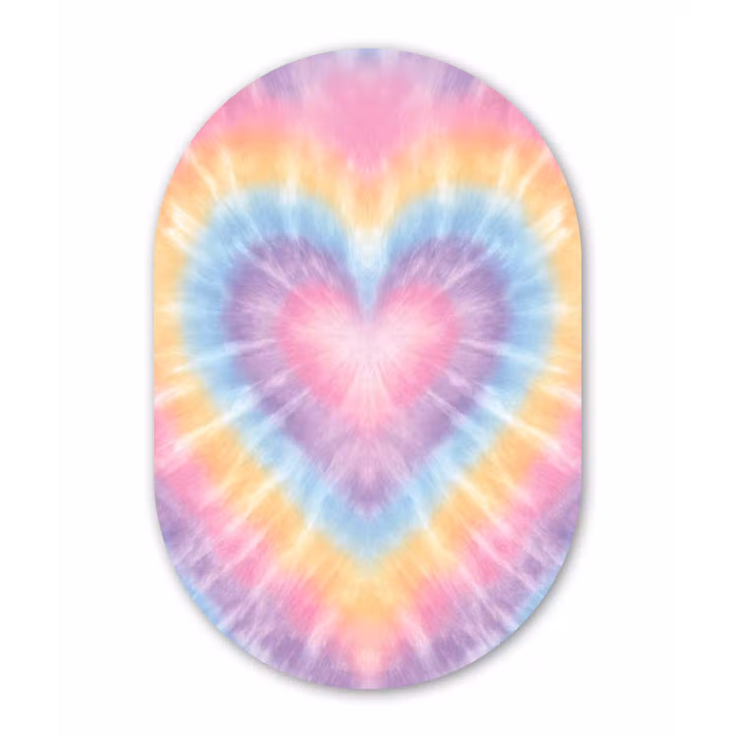 Hartvorm - Pastelkleuren - Tie Dye Wandcirkel Ovaal Forex klein -3d