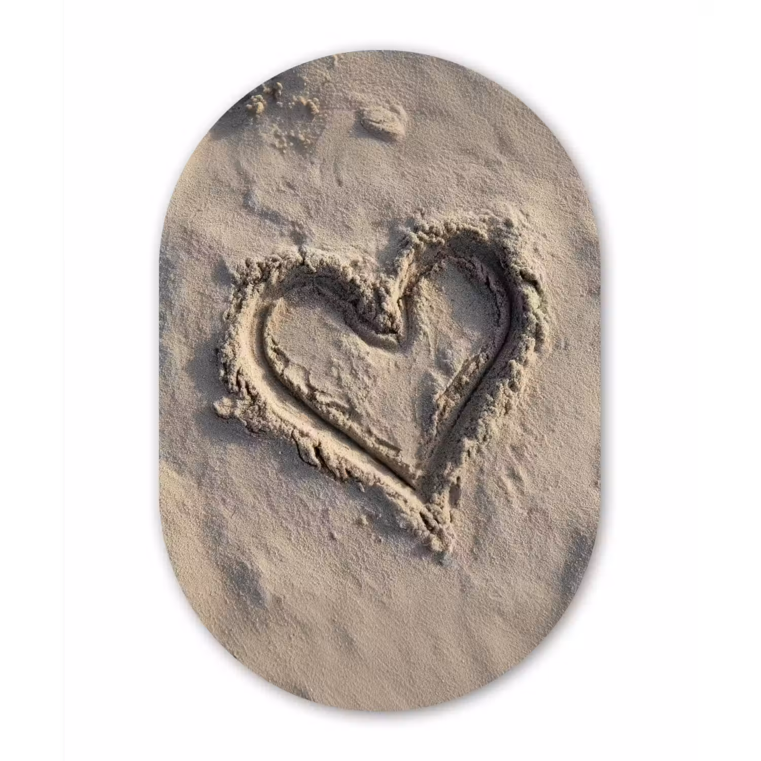 Hartvorm - Getekend - Beige - Zand Wandcirkel Ovaal Forex klein -3d