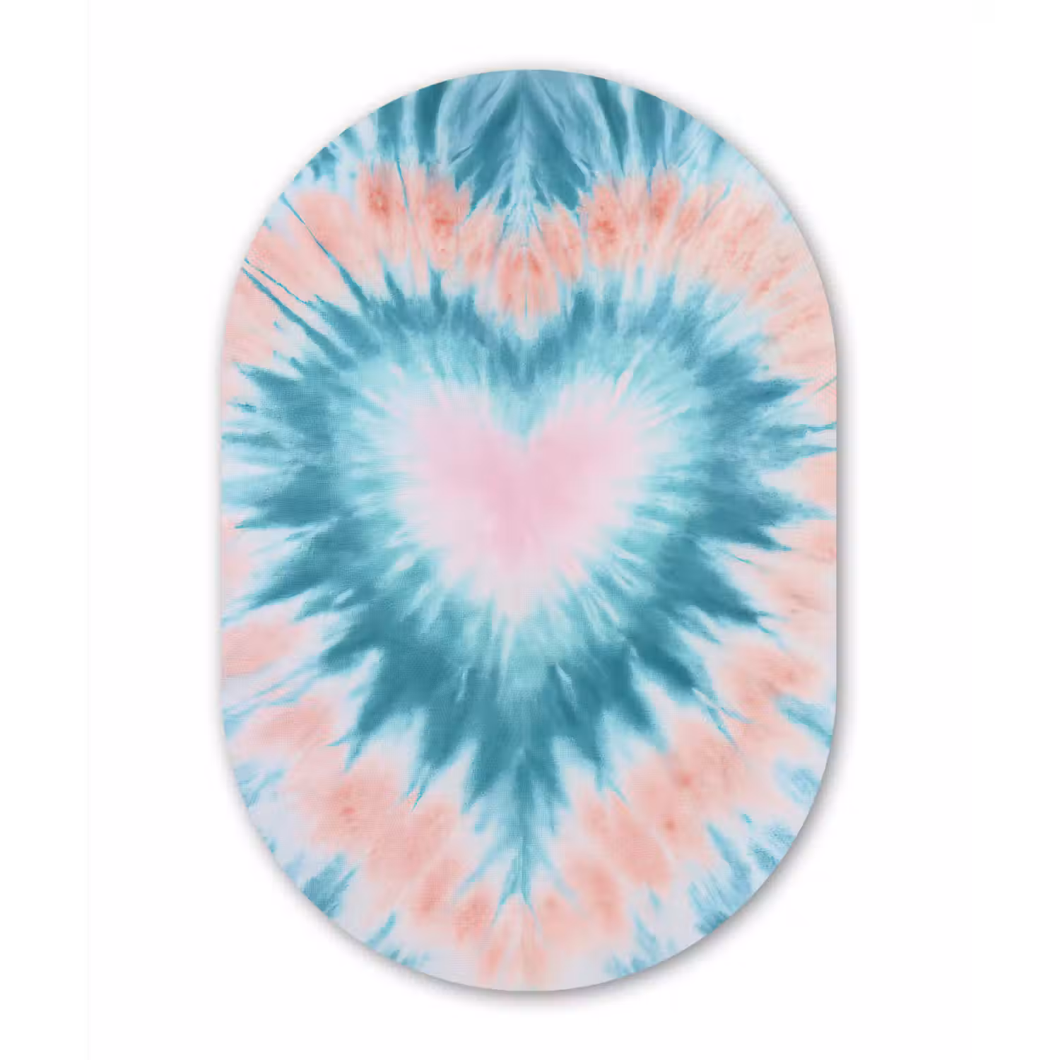 Hartvormig - Tie dye - Pasteltinten - Lichtgroen Wandcirkel Ovaal Forex klein -3d