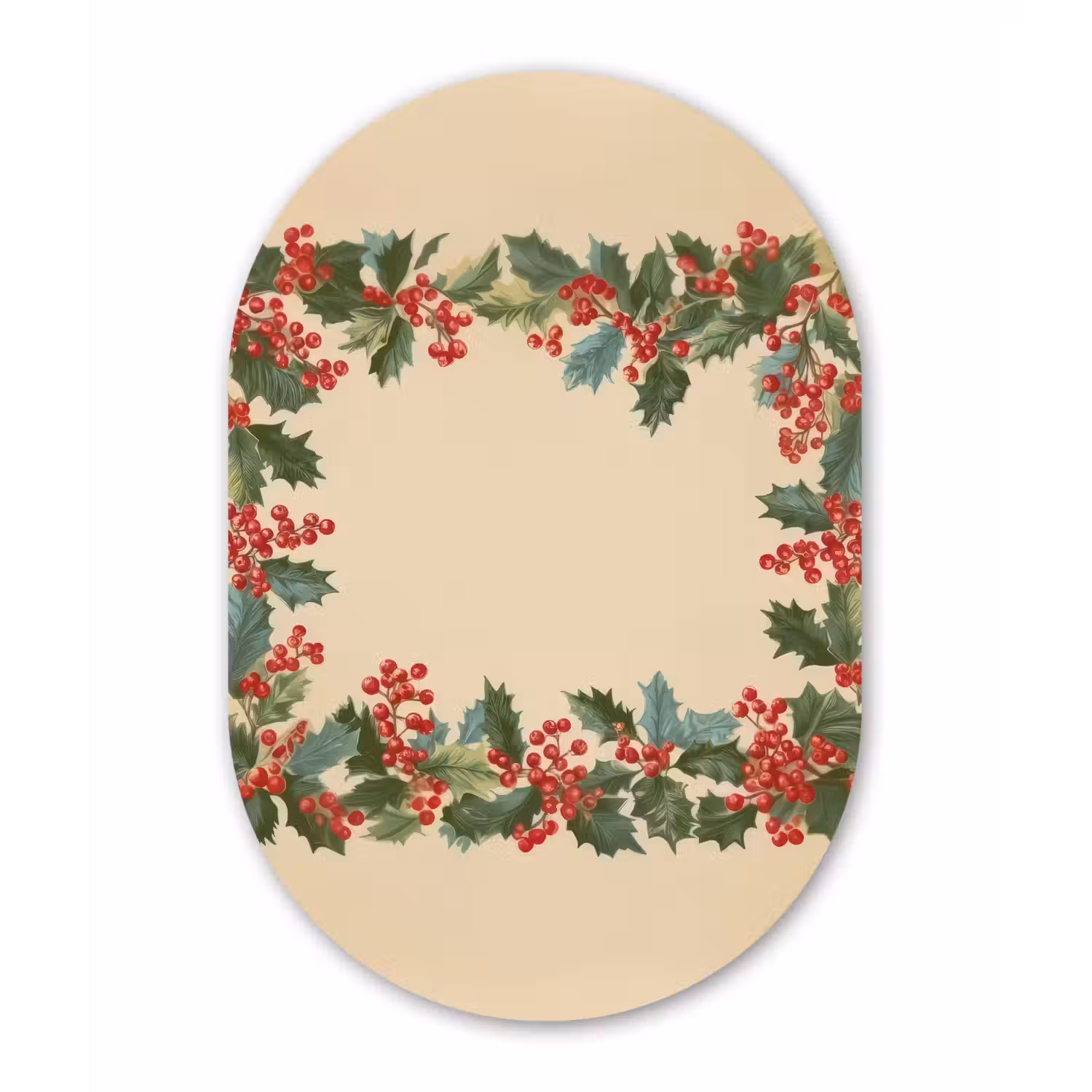 Hulstrand - Bessen - Beige Wandcirkel Ovaal Forex klein -3d