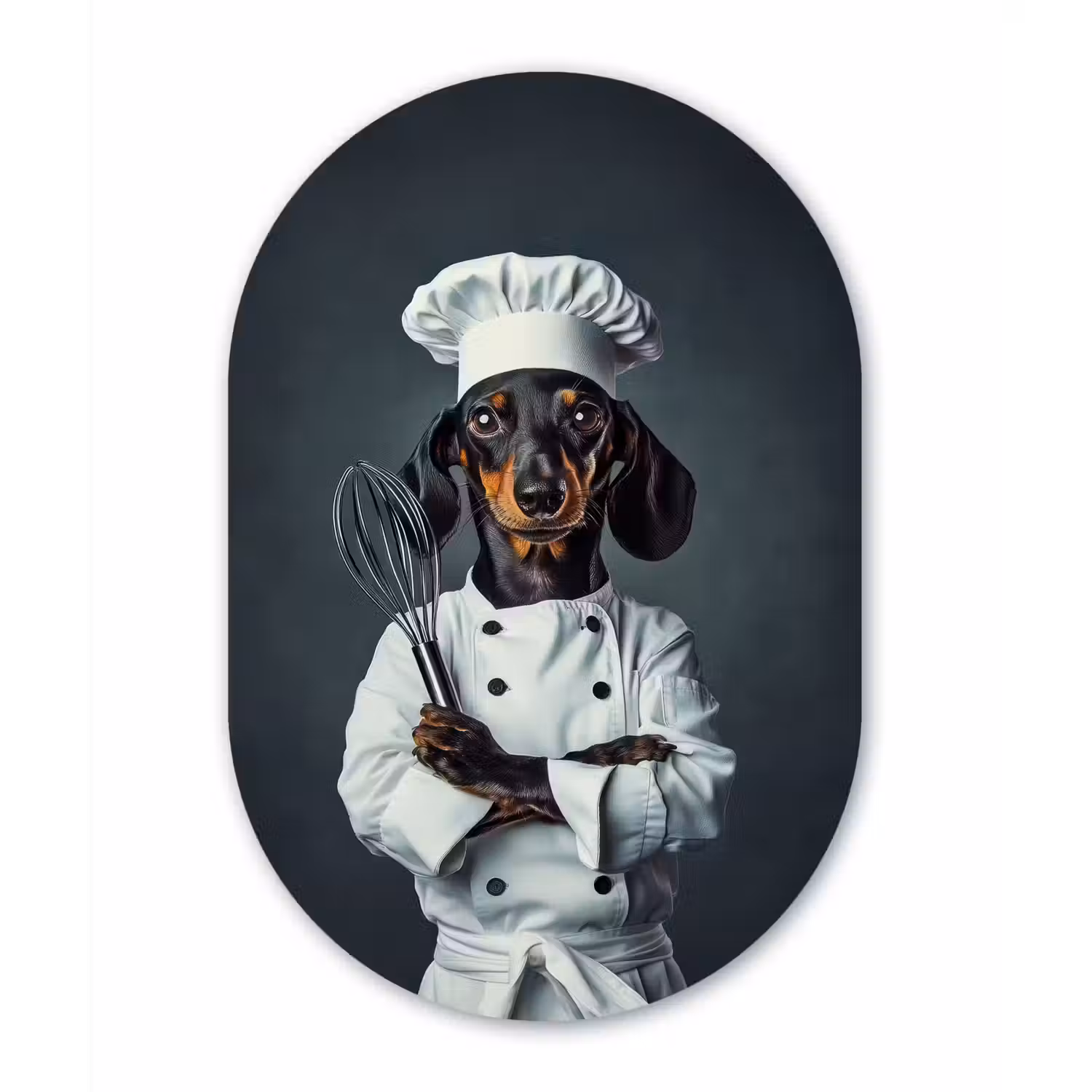 Hond - Garde - Kok Wandcirkel Ovaal Forex klein -3d