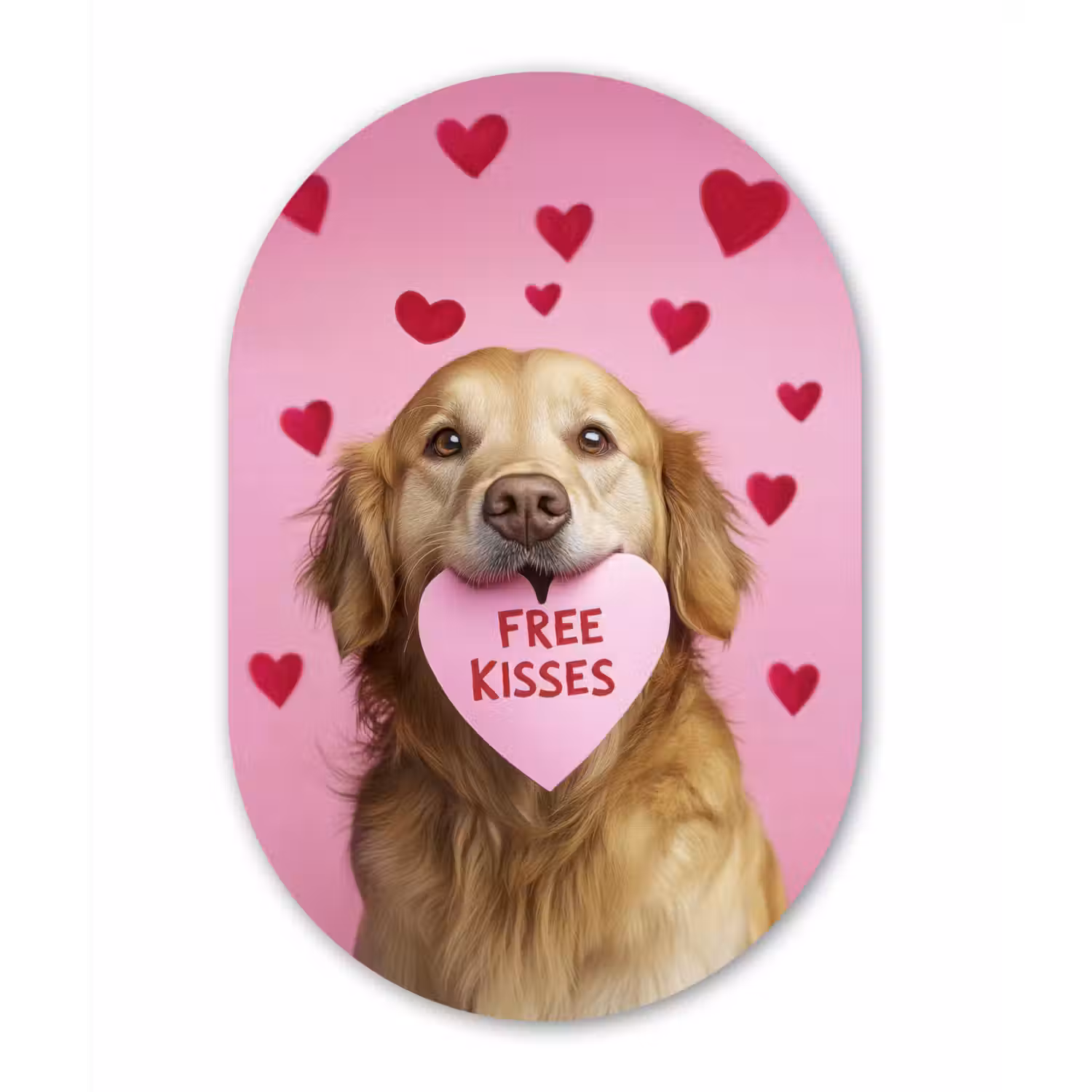 Hond - Kiss- Valentijn - Hartjes Wandcirkel Ovaal Forex klein -3d