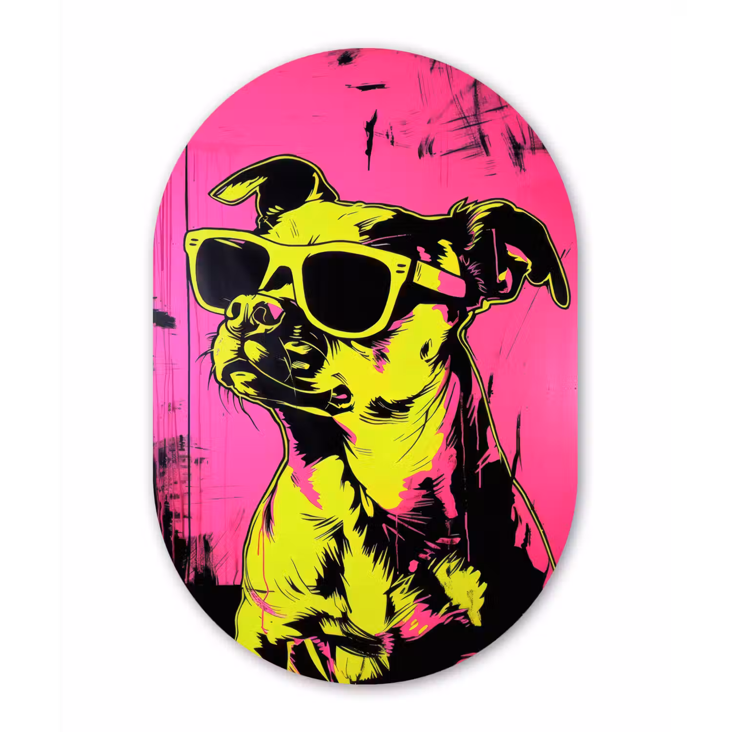 Hond - Zonnebril - Roze - Art Wandcirkel Ovaal Forex klein -3d