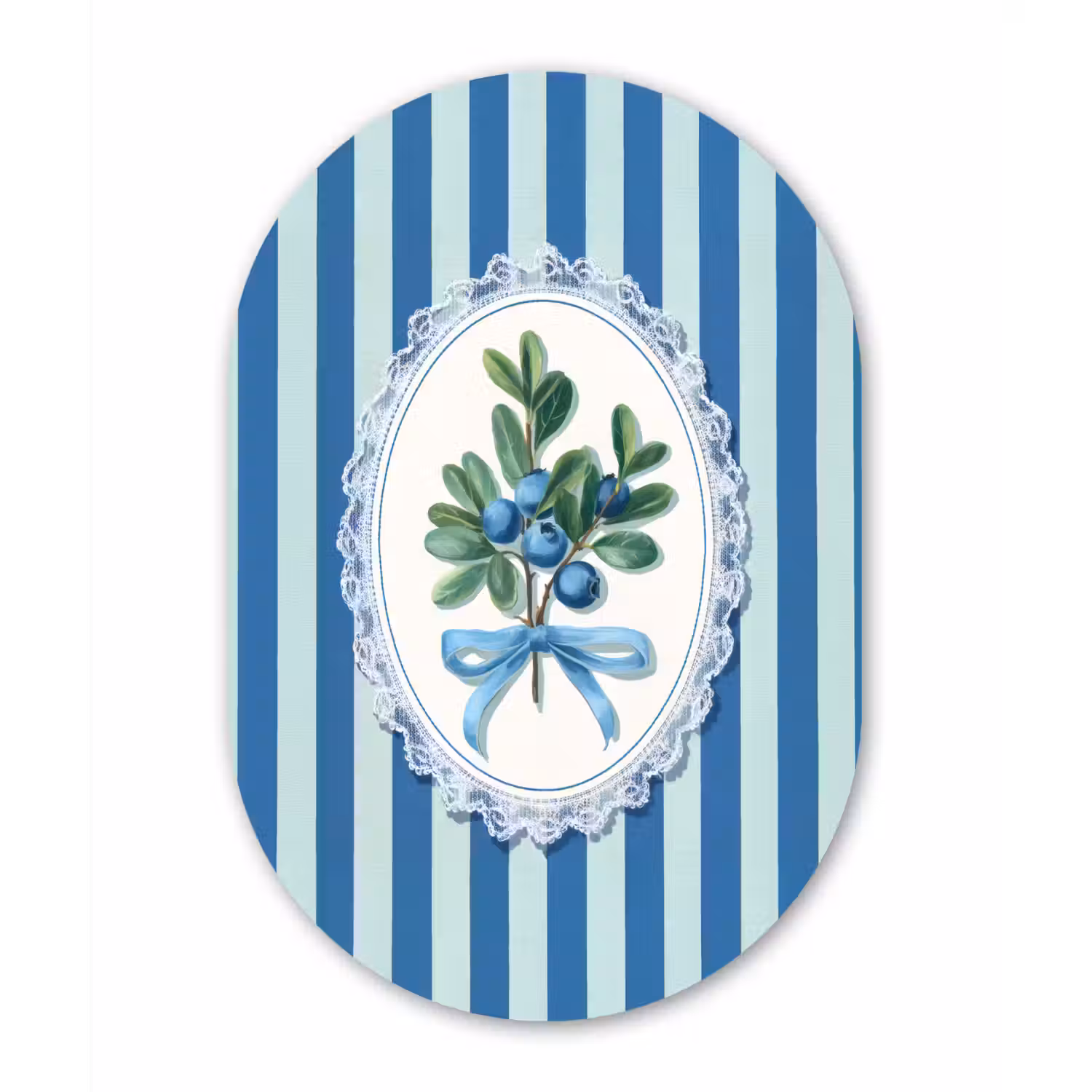 Illustratie - Bessen - Blauw - Strepen Wandcirkel Ovaal Forex klein -3d