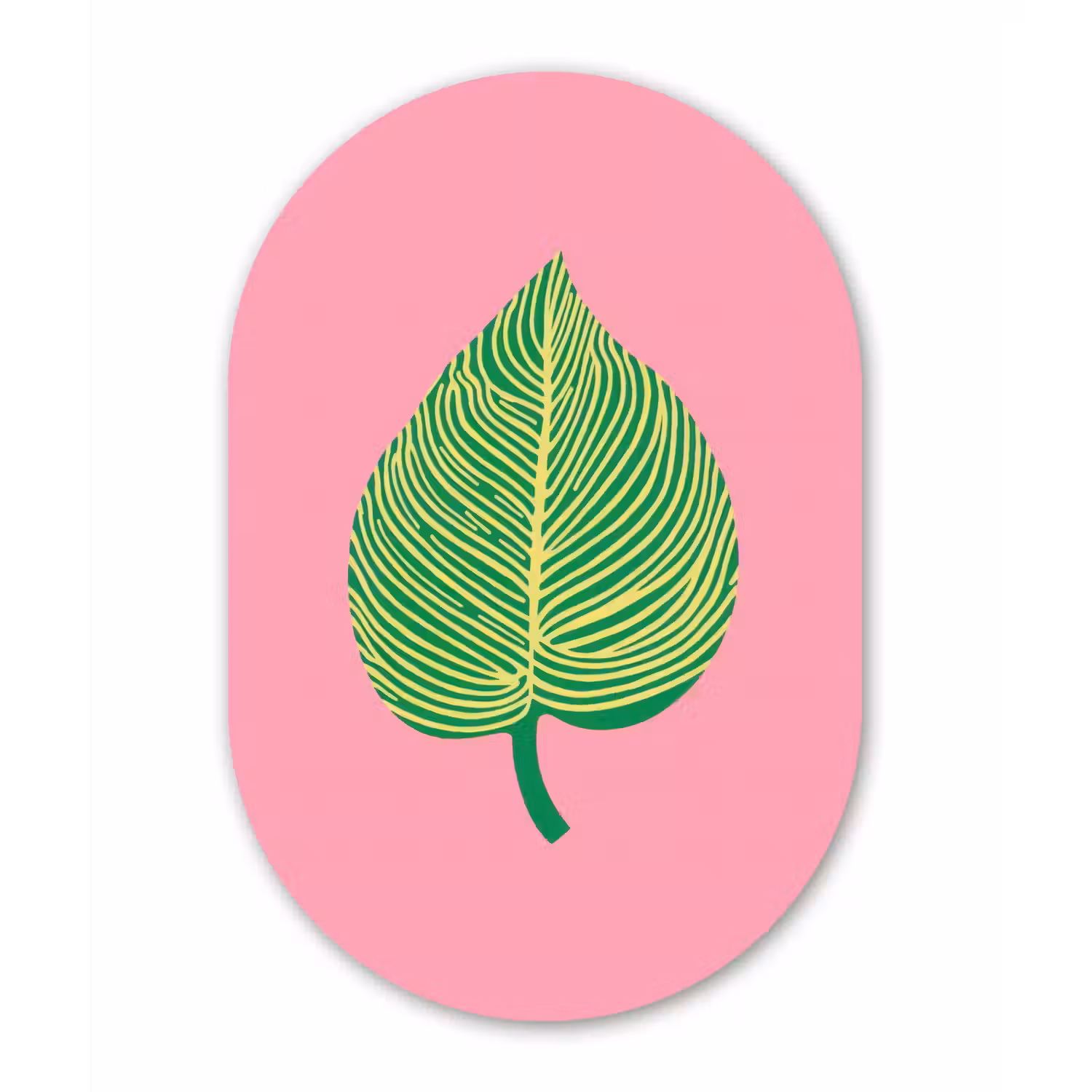 Illustratie - Blad - Minimalistisch - Groen Wandcirkel Ovaal Forex klein -3d