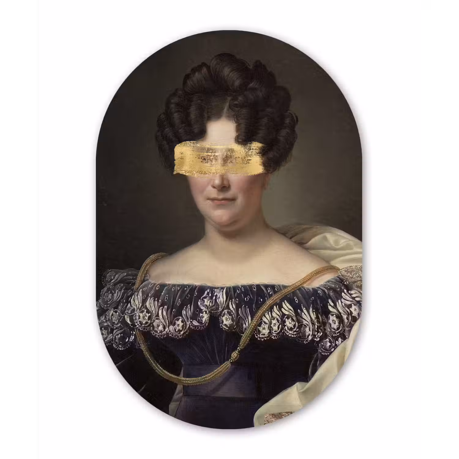 Johanna Henriette Engelen - Dubois Drahonet - Goud Wandcirkel Ovaal Forex klein -3d