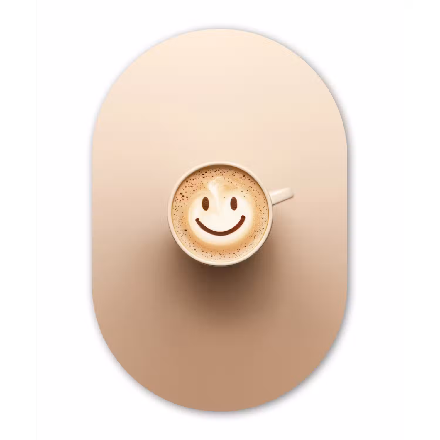 Koffie - Melkschuim - Lach - Beige Wandcirkel Ovaal Forex klein -3d