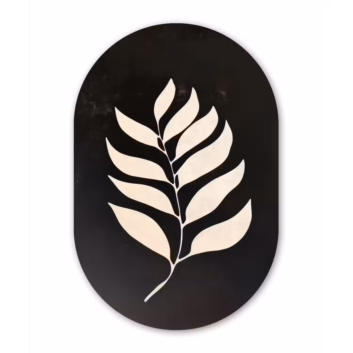 Blad - Wit - Minimalistisch Wandcirkel Ovaal Forex klein -3d