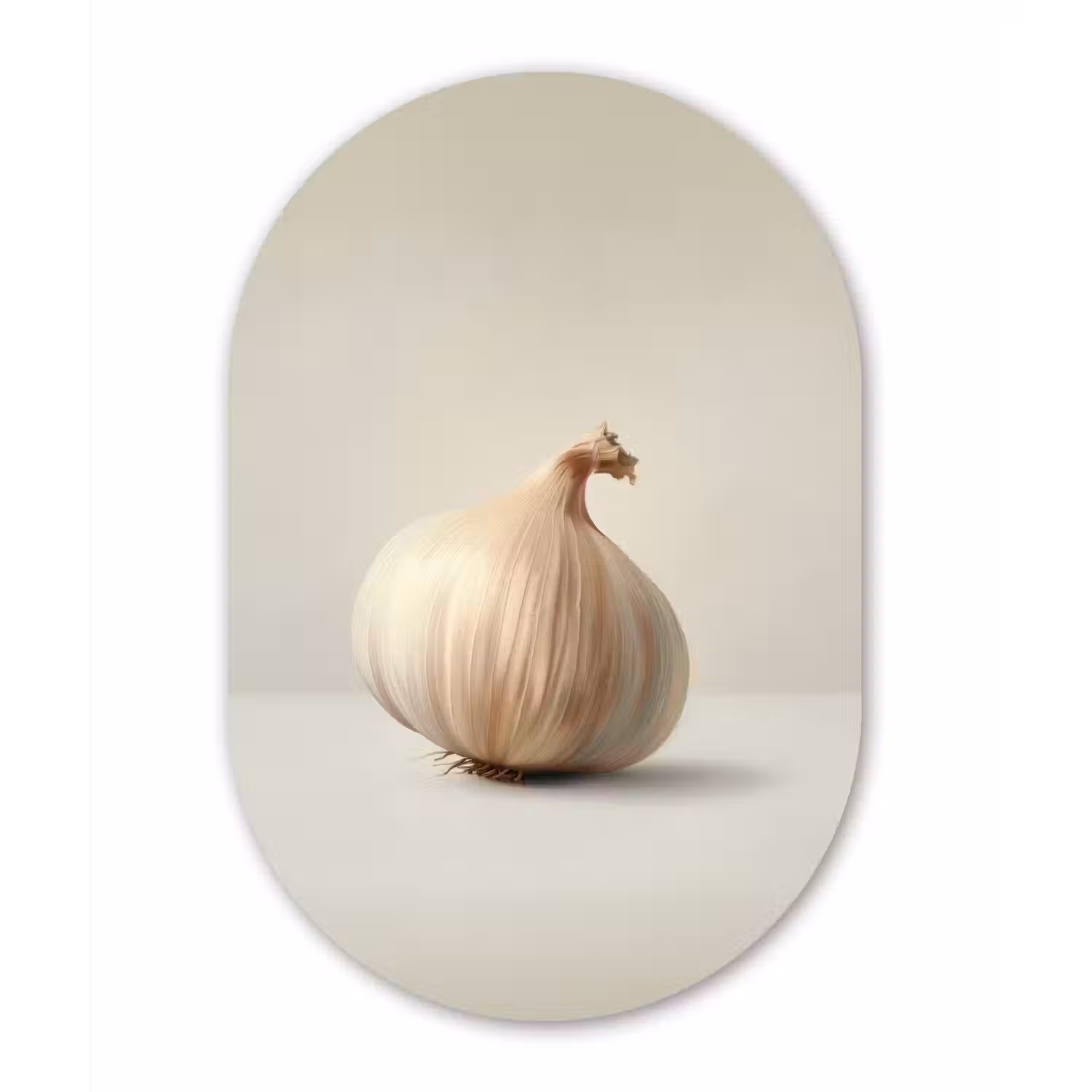 Knoflook - Natuurlijk - Beige Wandcirkel Ovaal Forex klein -3d