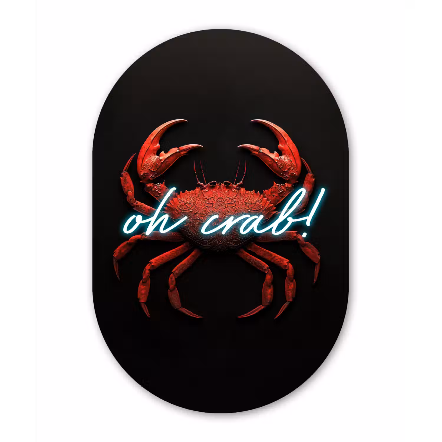 Krab - Rood - Neon - Quote Wandcirkel Ovaal Forex klein -3d