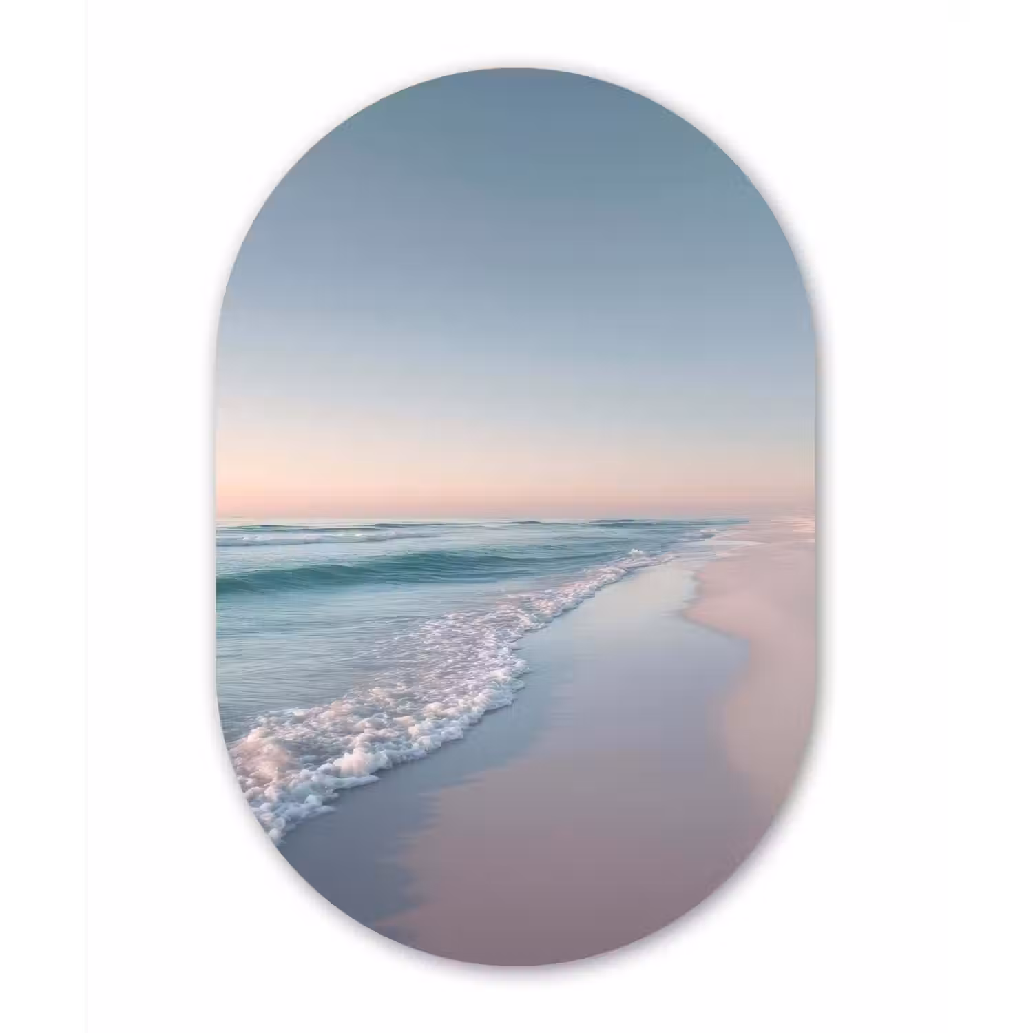 Kustlijn - Pastel - water Wandcirkel Ovaal Forex klein -3d