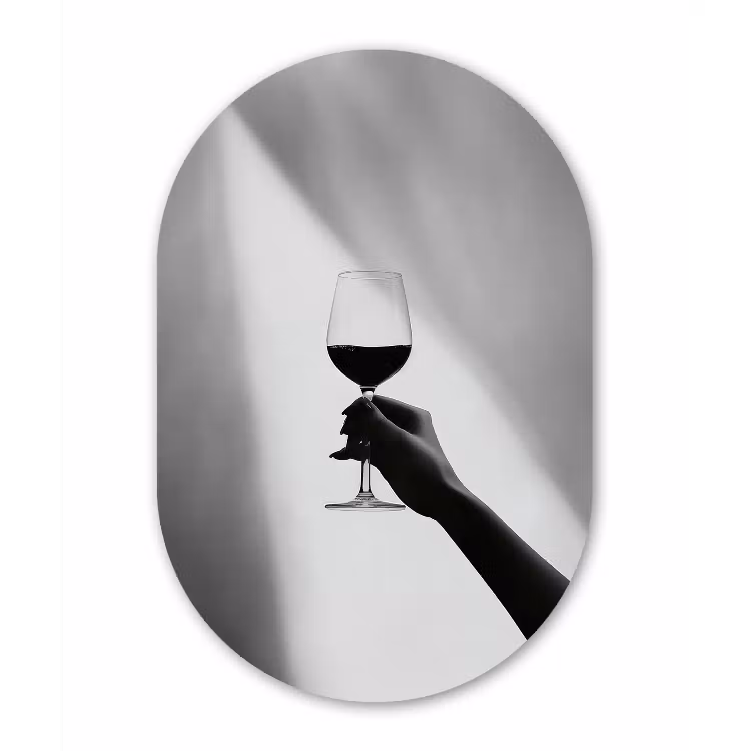 Lichtinval - Wijn - Rood - Glas Wandcirkel Ovaal Forex klein -3d