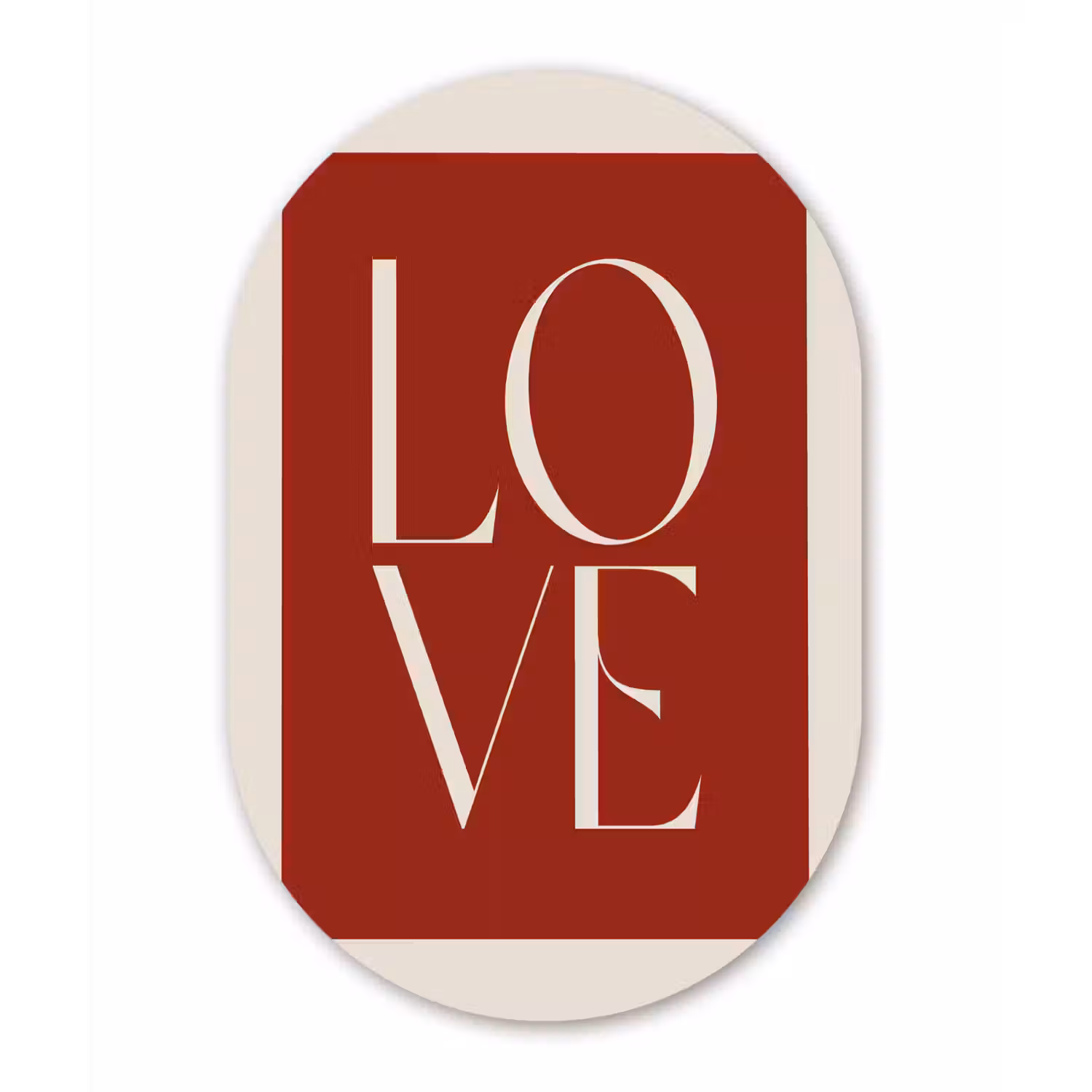 Love - Rood - Minimalistisch Wandcirkel Ovaal Forex klein -3d