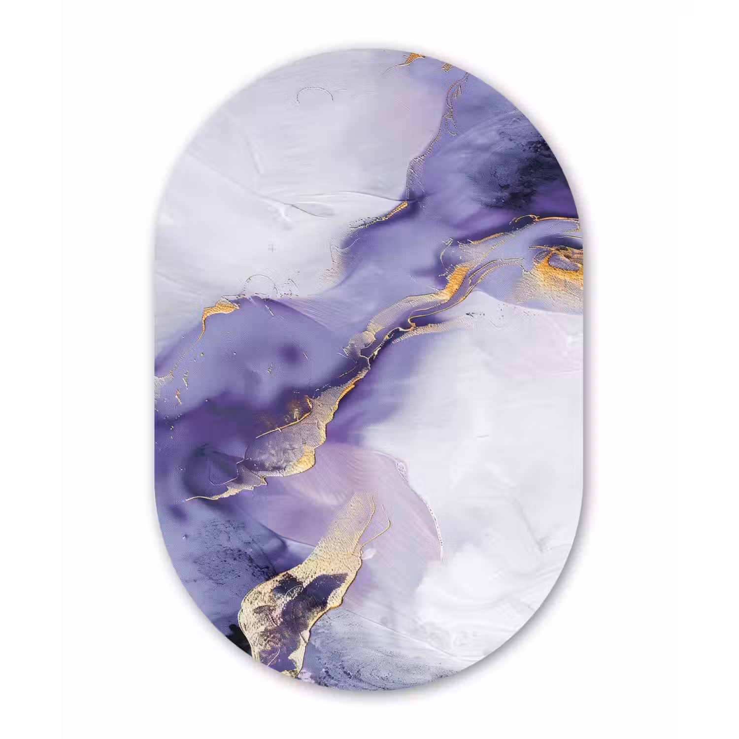 Paars - Modern - Marmer - Abstract Wandcirkel Ovaal Forex klein -3d
