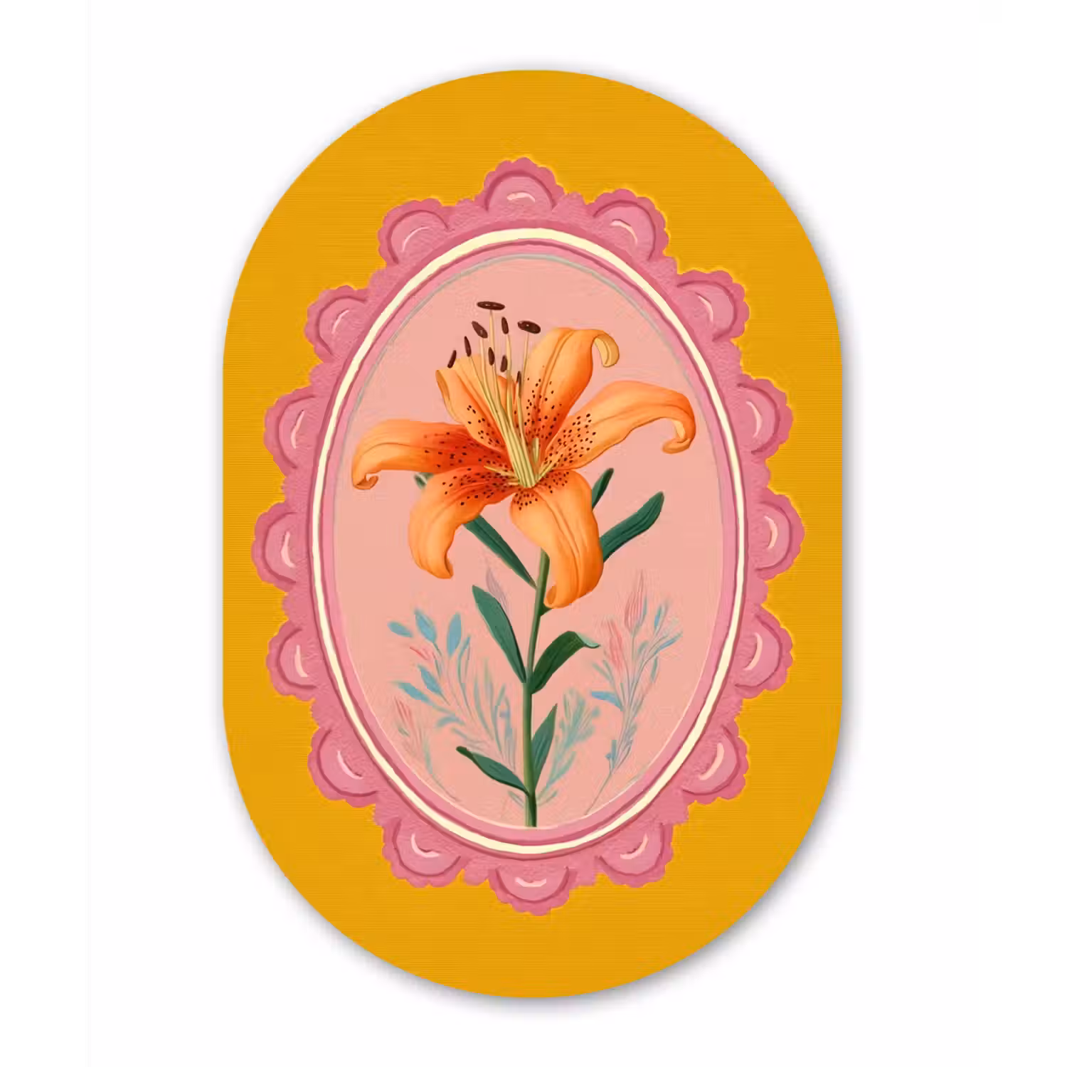 Lelie - Oranje - Lijst - Ovaal Wandcirkel Ovaal Forex klein -3d