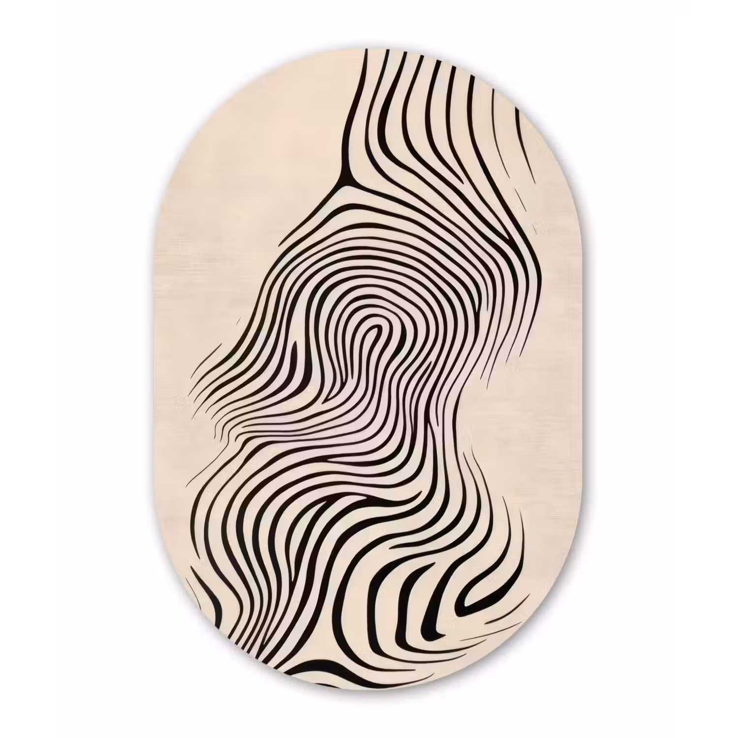 Lijnen - Abstract - Golvend - Zwart Wandcirkel Ovaal Forex klein -3d