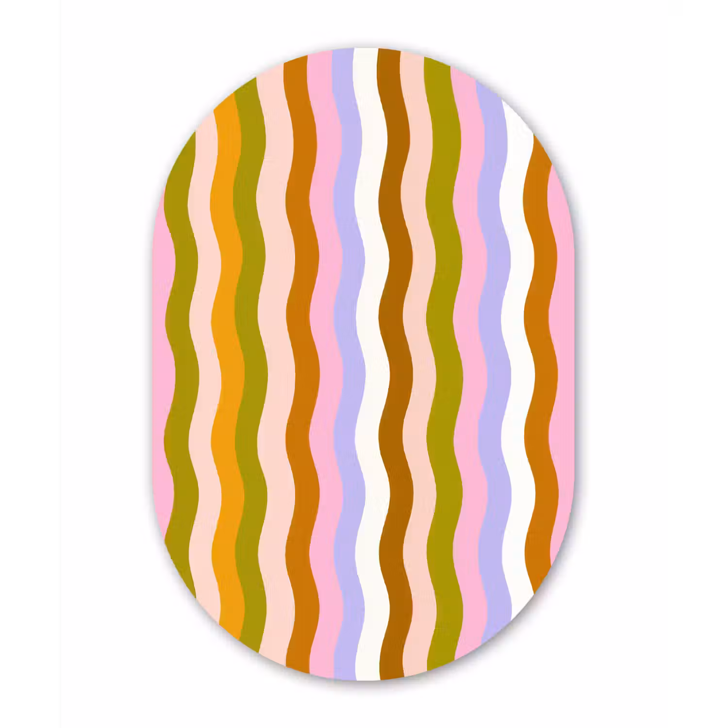 lijnen - Golven - Pastelkleuren - Patroon Wandcirkel Ovaal Forex klein -3d