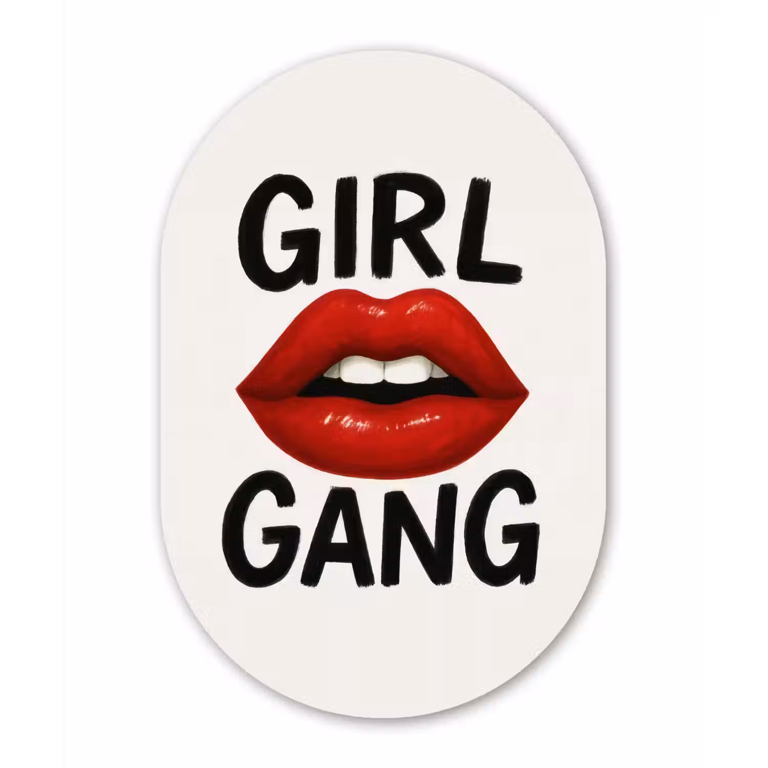 Lip - Girl - Rood - Letters Wandcirkel Ovaal Forex klein -3d