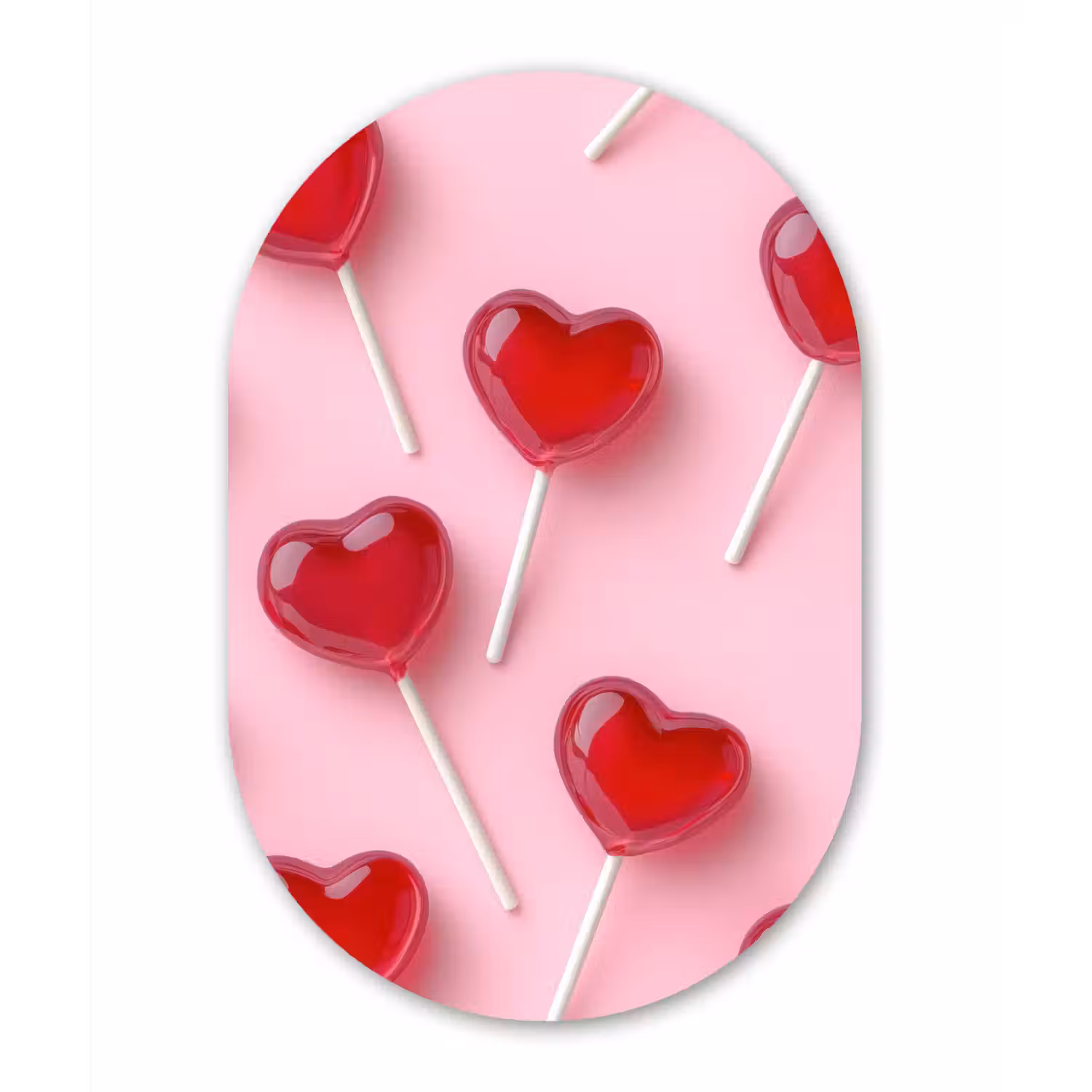 Lollies - Hartjes - Roze Wandcirkel Ovaal Forex klein -3d