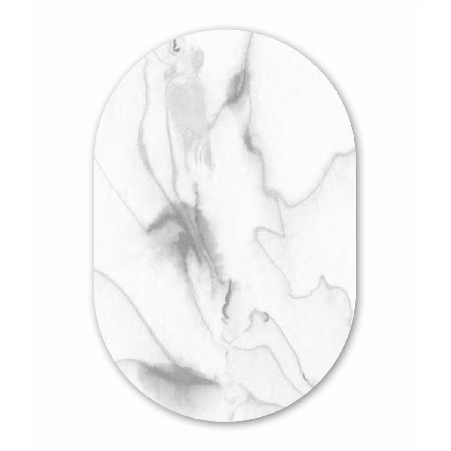 Marmer - Grijs - Wit - Abstract - Marmerlook Wandcirkel Ovaal Forex klein -3d