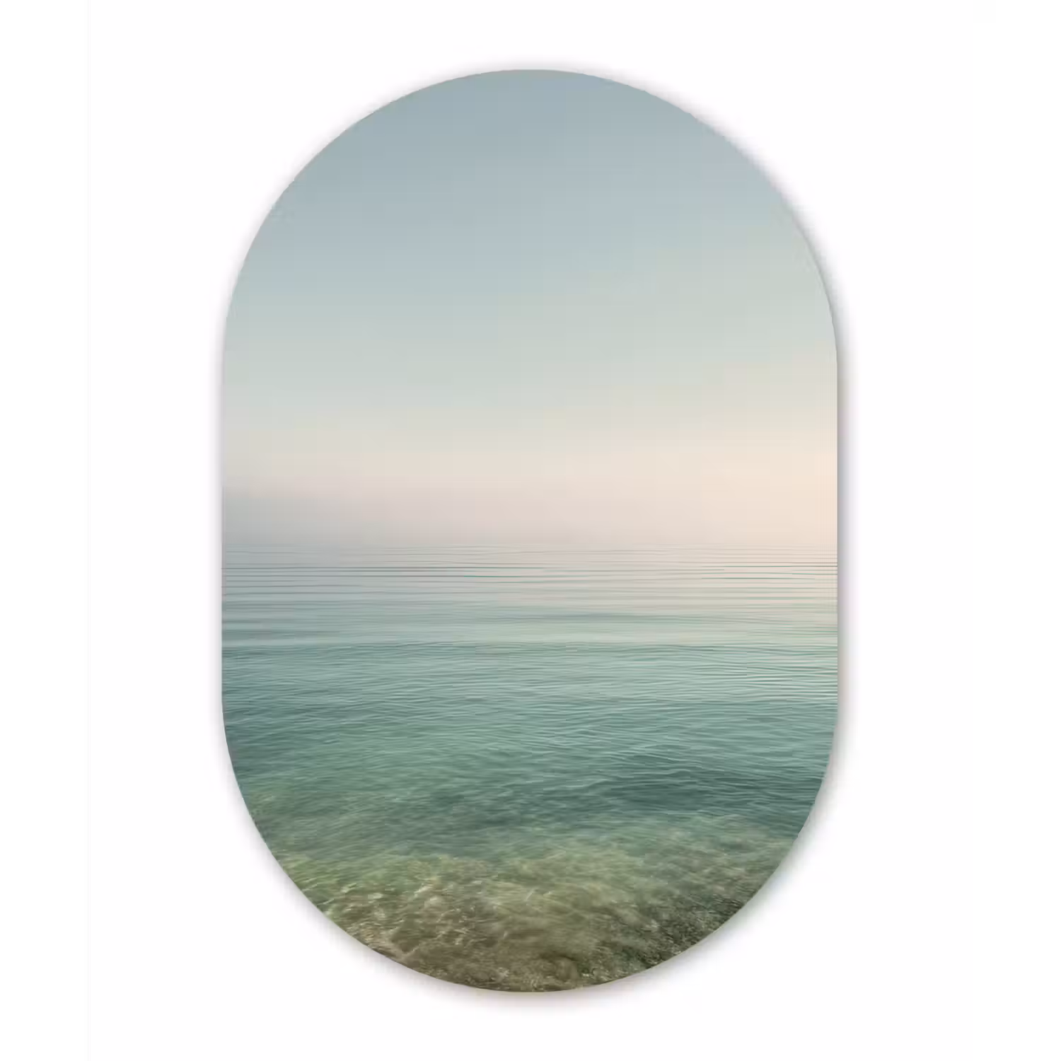 Zee - Horizon - Blauw - Mist Wandcirkel Ovaal Forex klein -3d
