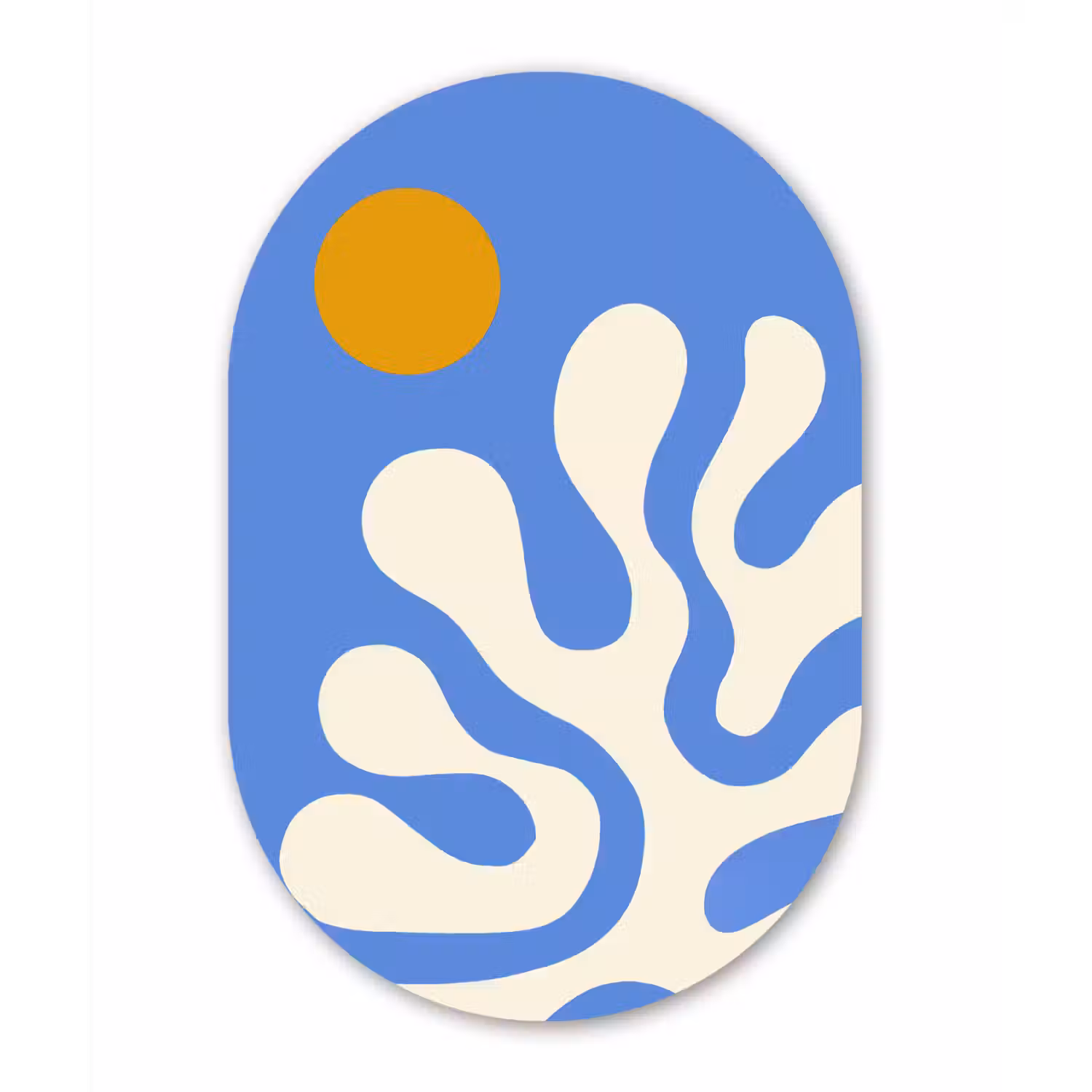 Minimalistisch - Organisch patroon - Blauw Wandcirkel Ovaal Forex klein -3d
