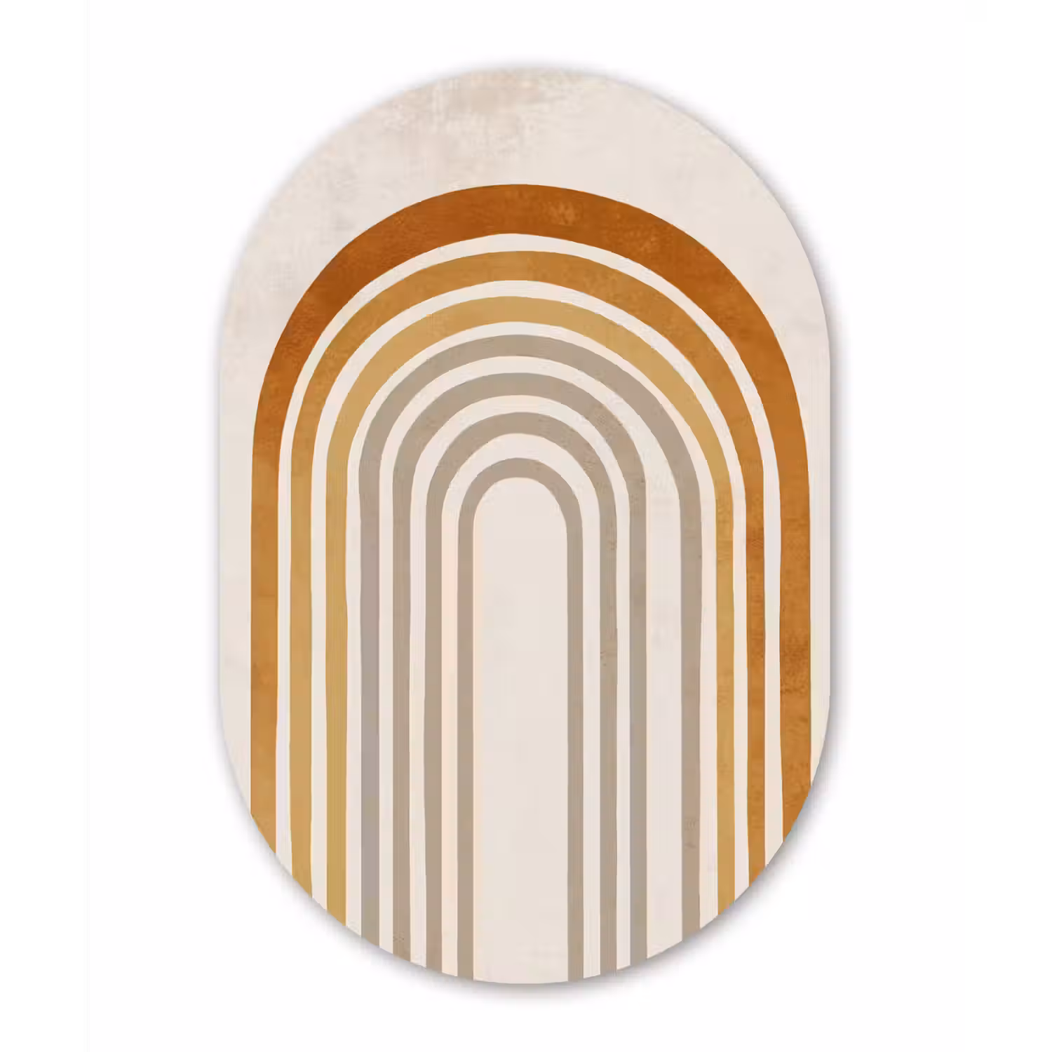 Minimalistisch - Boog - Lijnen - Beige Wandcirkel Ovaal Forex klein -3d