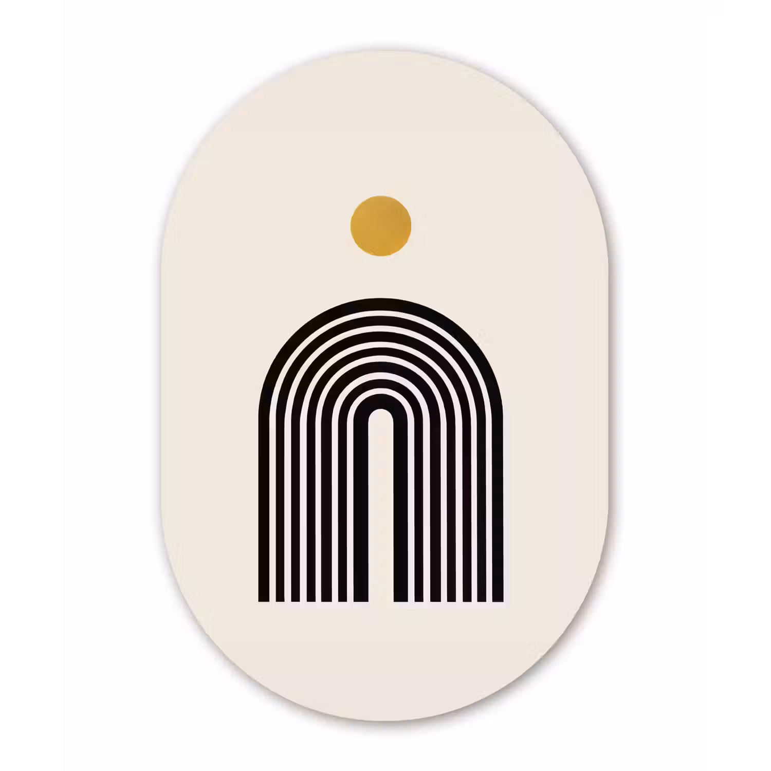 Minimalistisch - Zwarte boog - Gouden cirkel Wandcirkel Ovaal Forex klein -3d