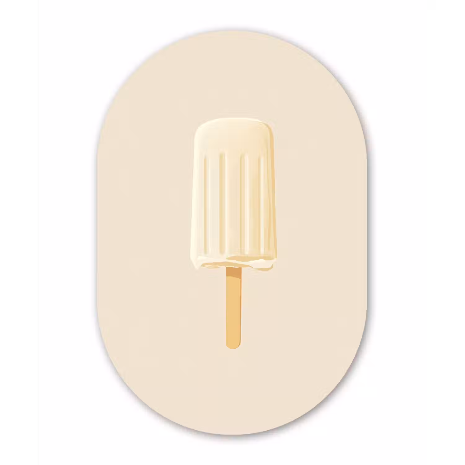 Minimalistisch - Waterijsje - Stokje - Beige Wandcirkel Ovaal Forex klein -3d