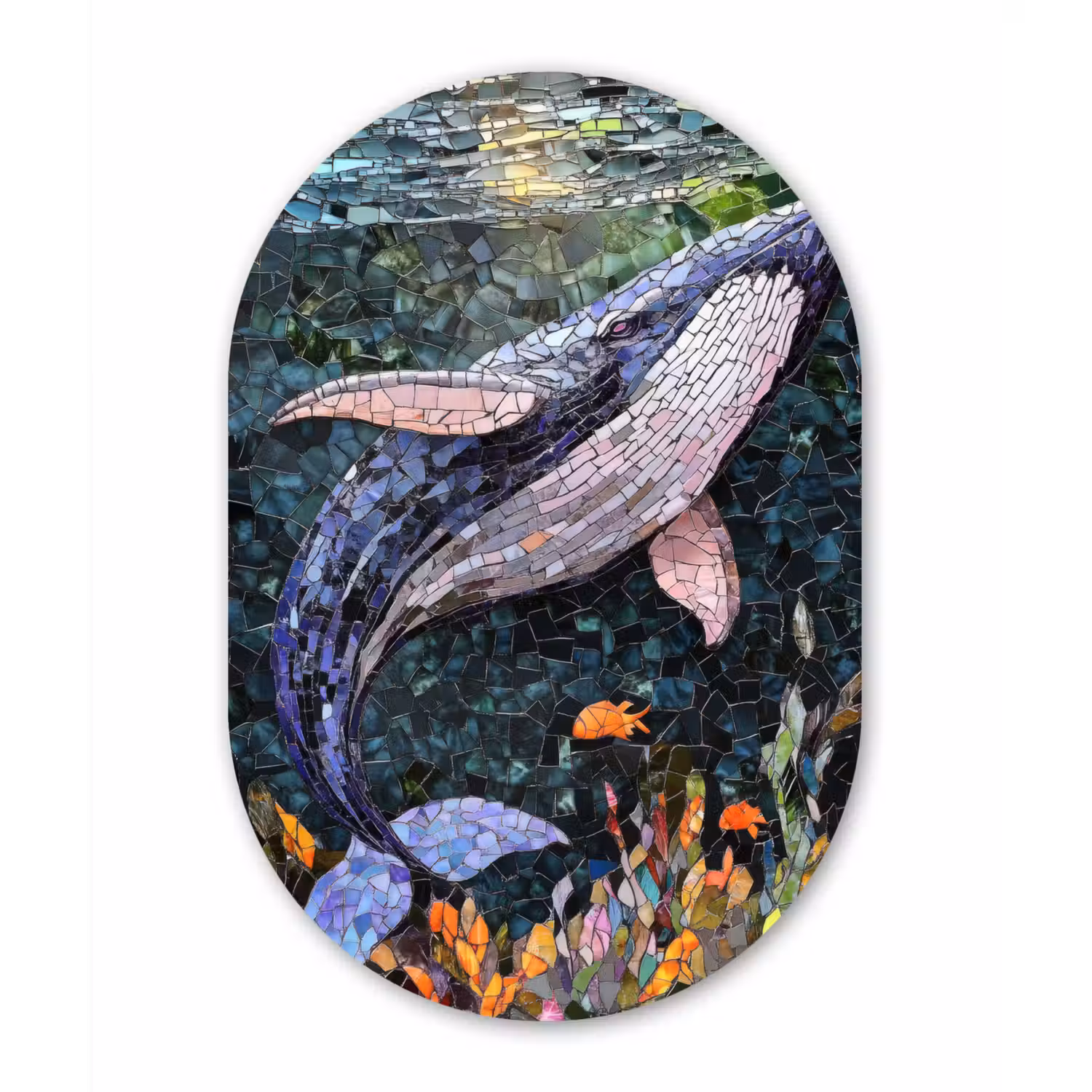 Mozaïek - Walvis - Koraal - Water Wandcirkel Ovaal Forex klein -3d