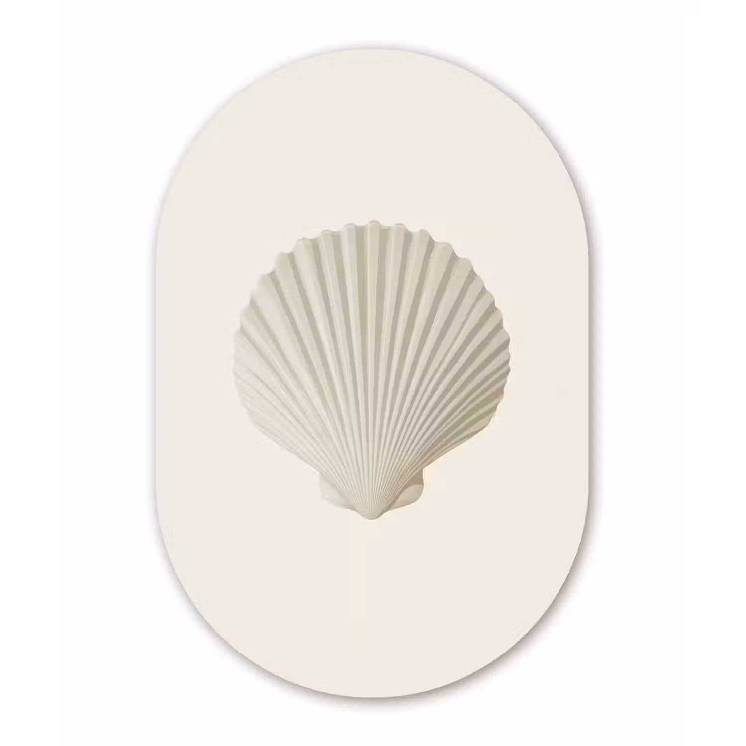 Schelp - Minimalistisch - Wit Wandcirkel Ovaal Forex klein -3d