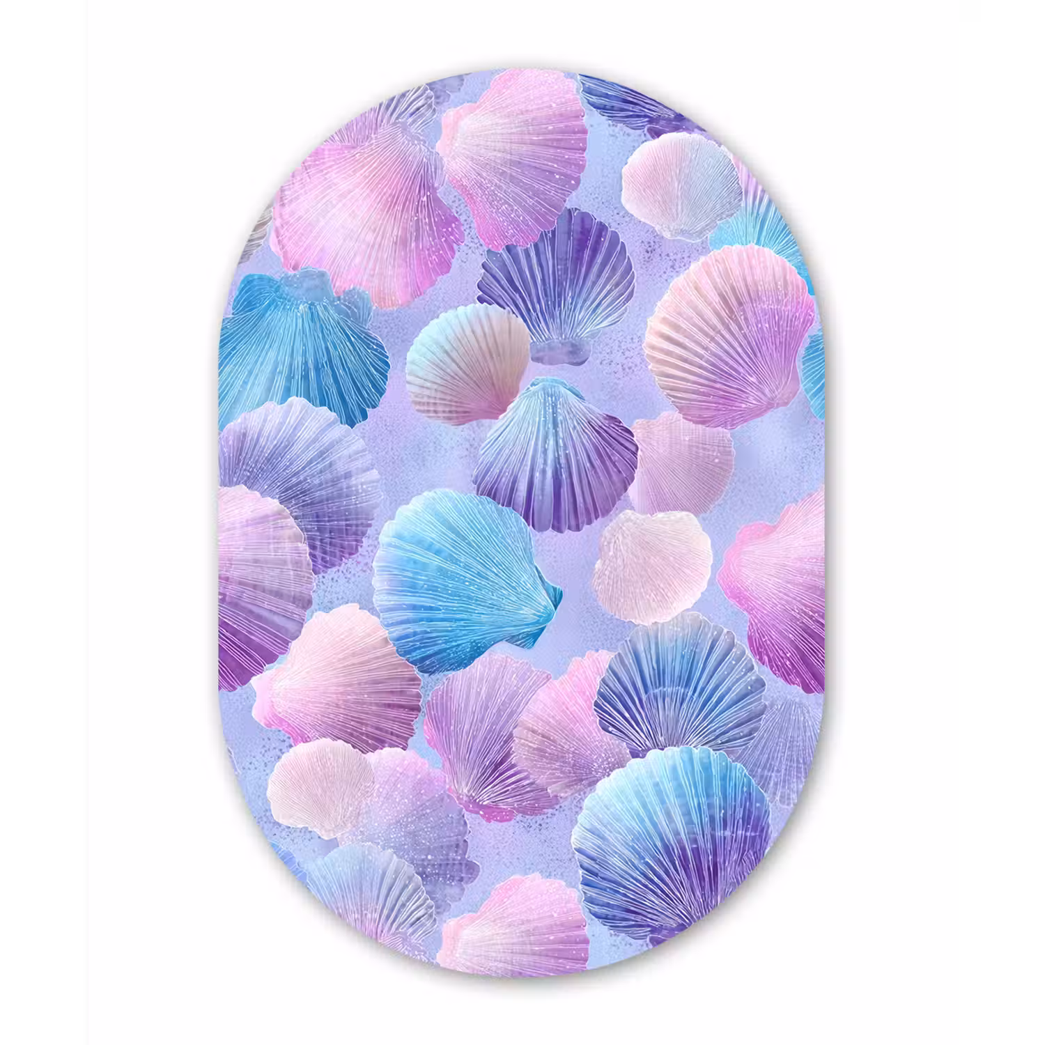 Schelpen - Paars - Blauw - Patroon Wandcirkel Ovaal Forex klein -3d