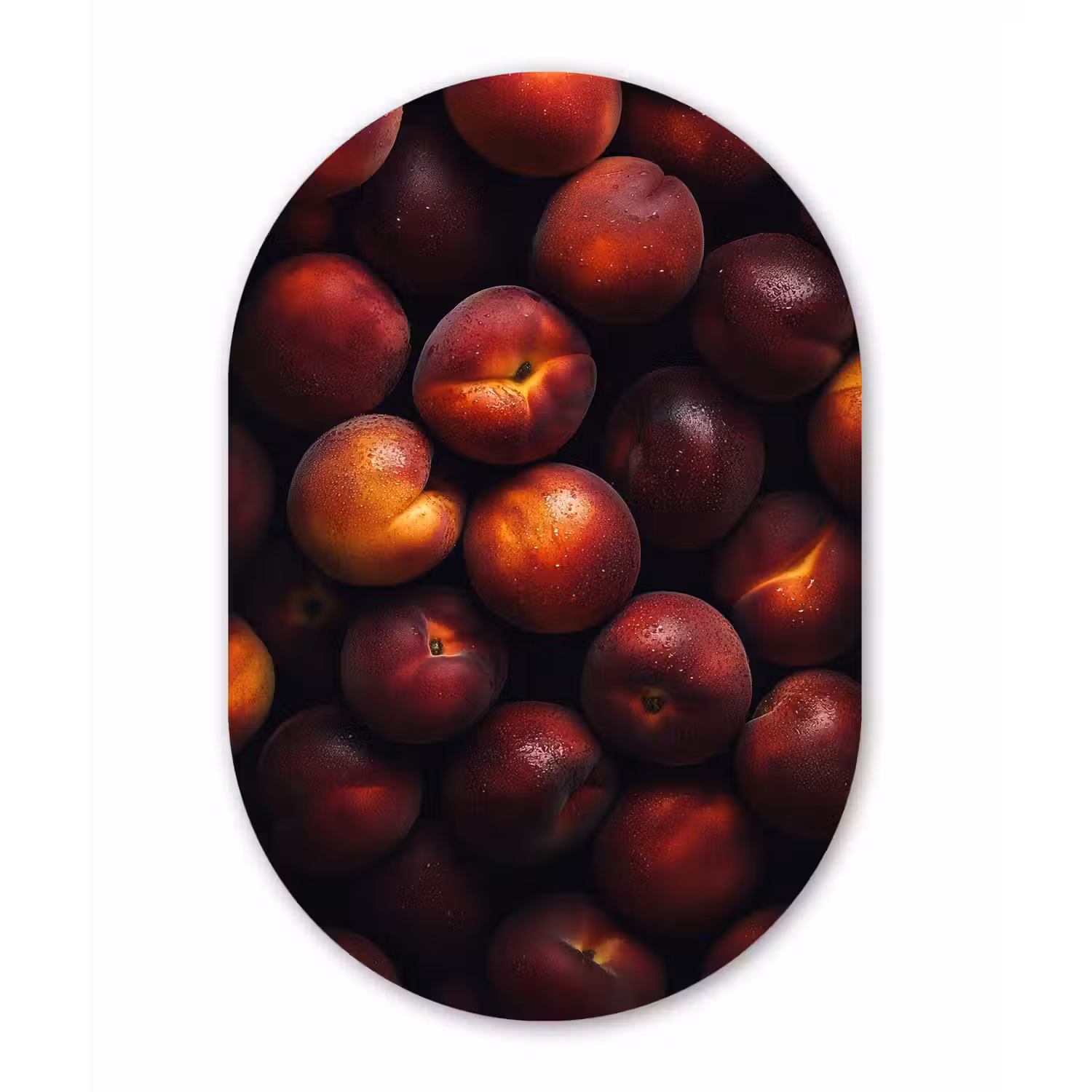 Fruit - Close up - Nectarines Wandcirkel Ovaal Forex klein -3d