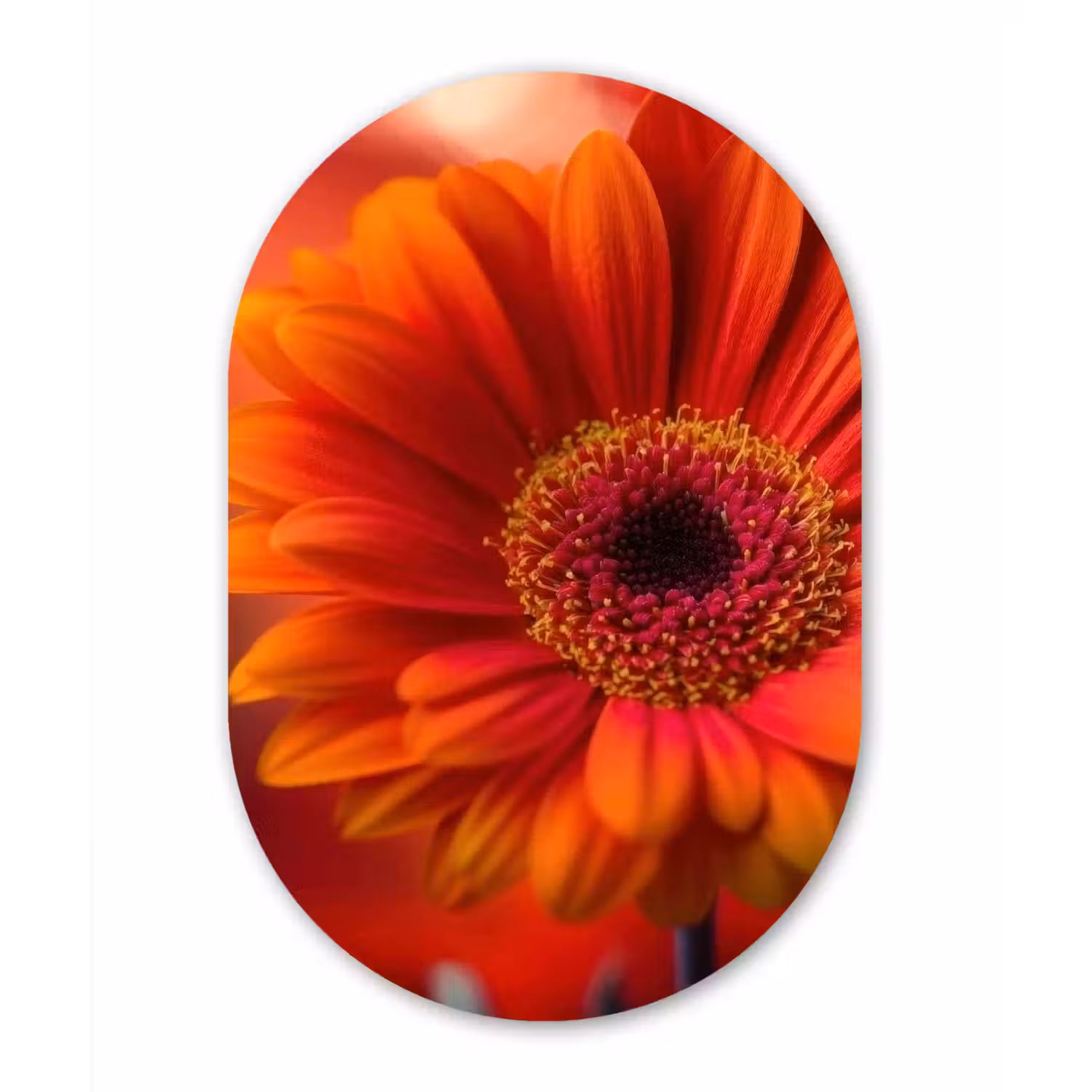 Oranje - Gerbera - Intens Wandcirkel Ovaal Forex klein -3d
