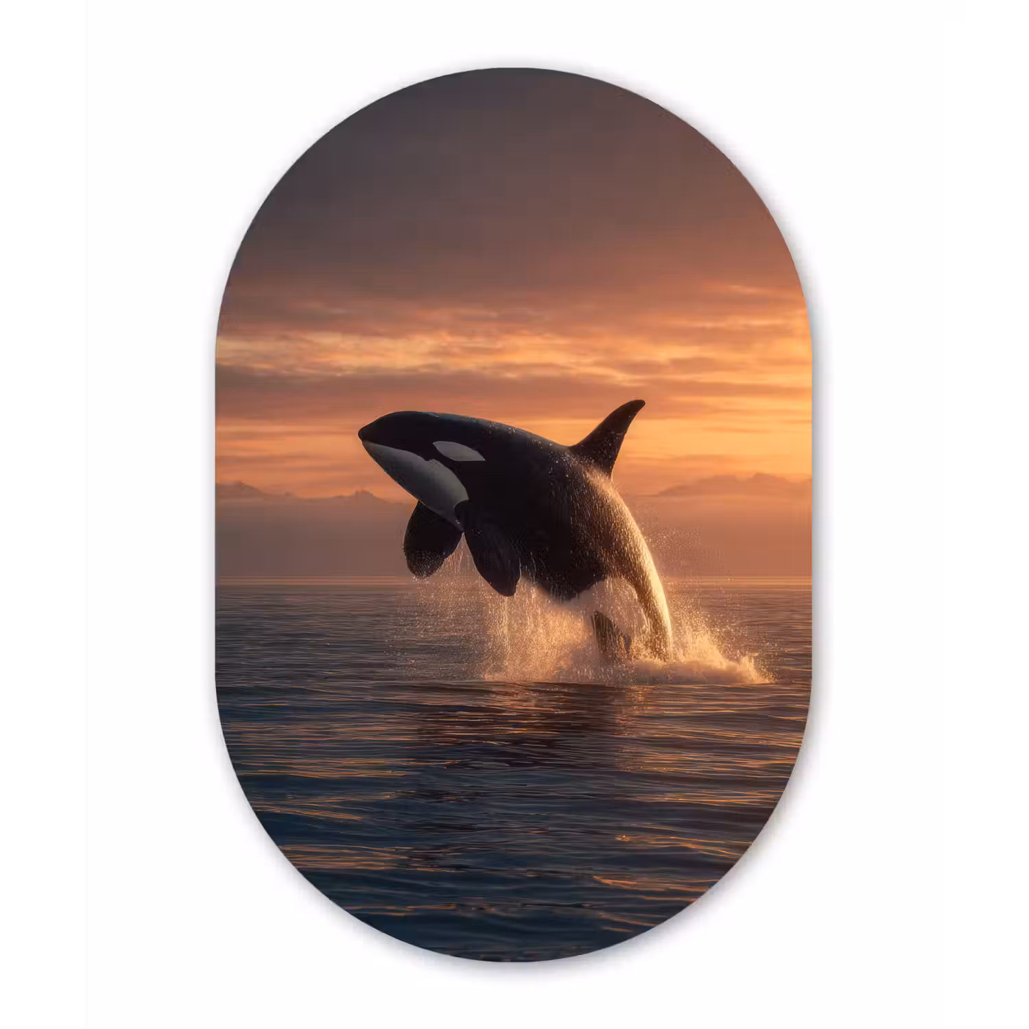 Orka - Zee - Zonsondergang Wandcirkel Ovaal Forex klein -3d