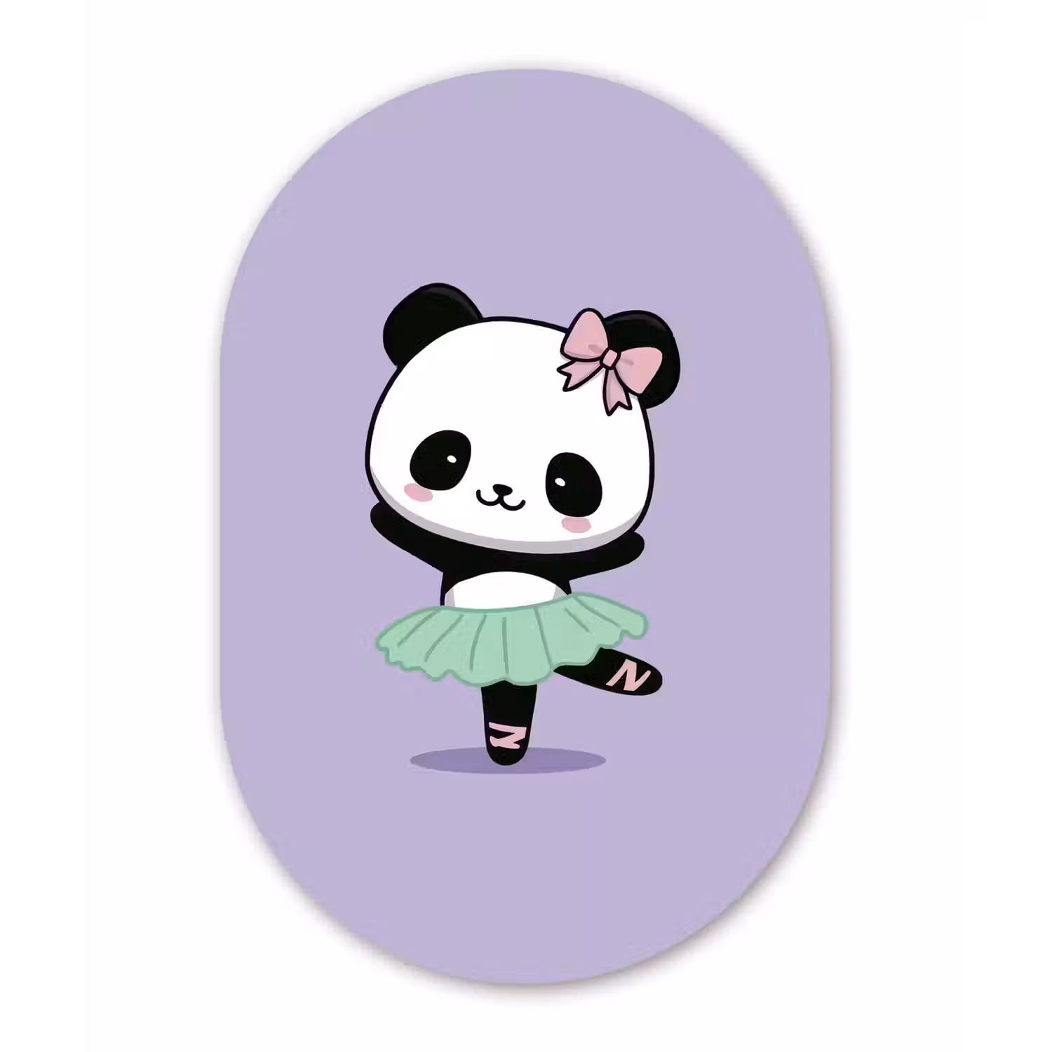 Panda - Paars - Sierlijk - Kawaii Wandcirkel Ovaal Forex klein -3d
