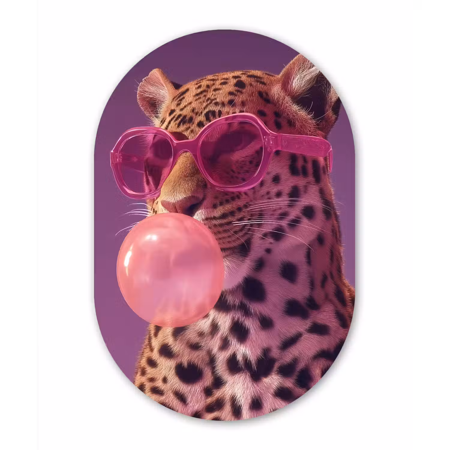 Panter - Zonnebril - Kauwgombel - Roze Wandcirkel Ovaal Forex klein -3d