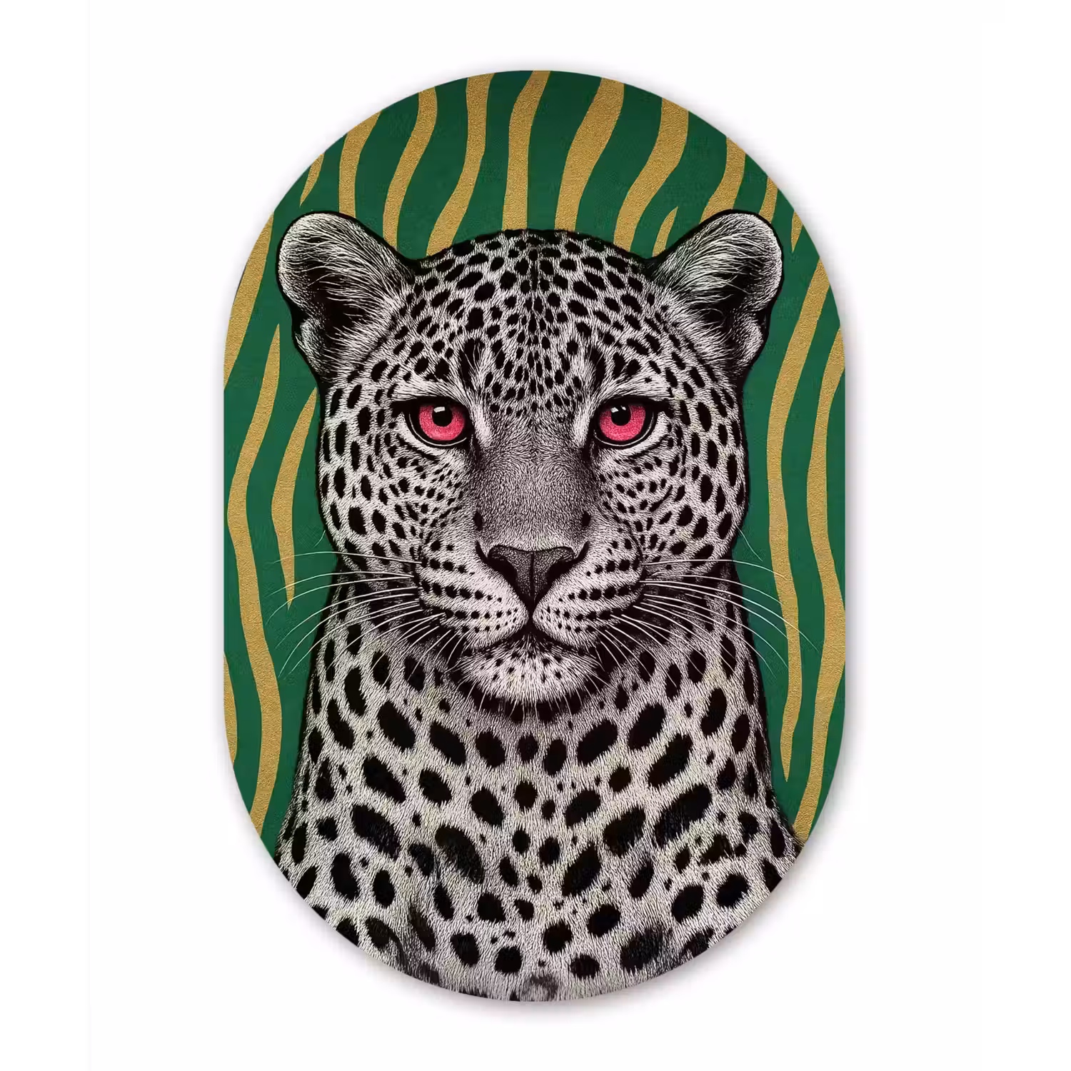 Panter - Zebrapatroon - Groen Wandcirkel Ovaal Forex klein -3d