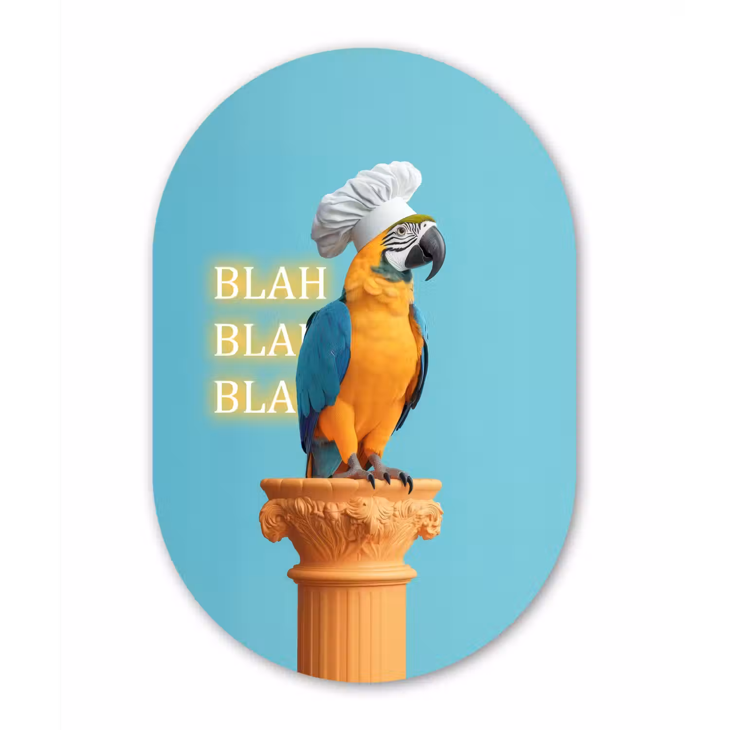 Papegaai - Koksmuts - Quote - Neon Wandcirkel Ovaal Forex klein -3d