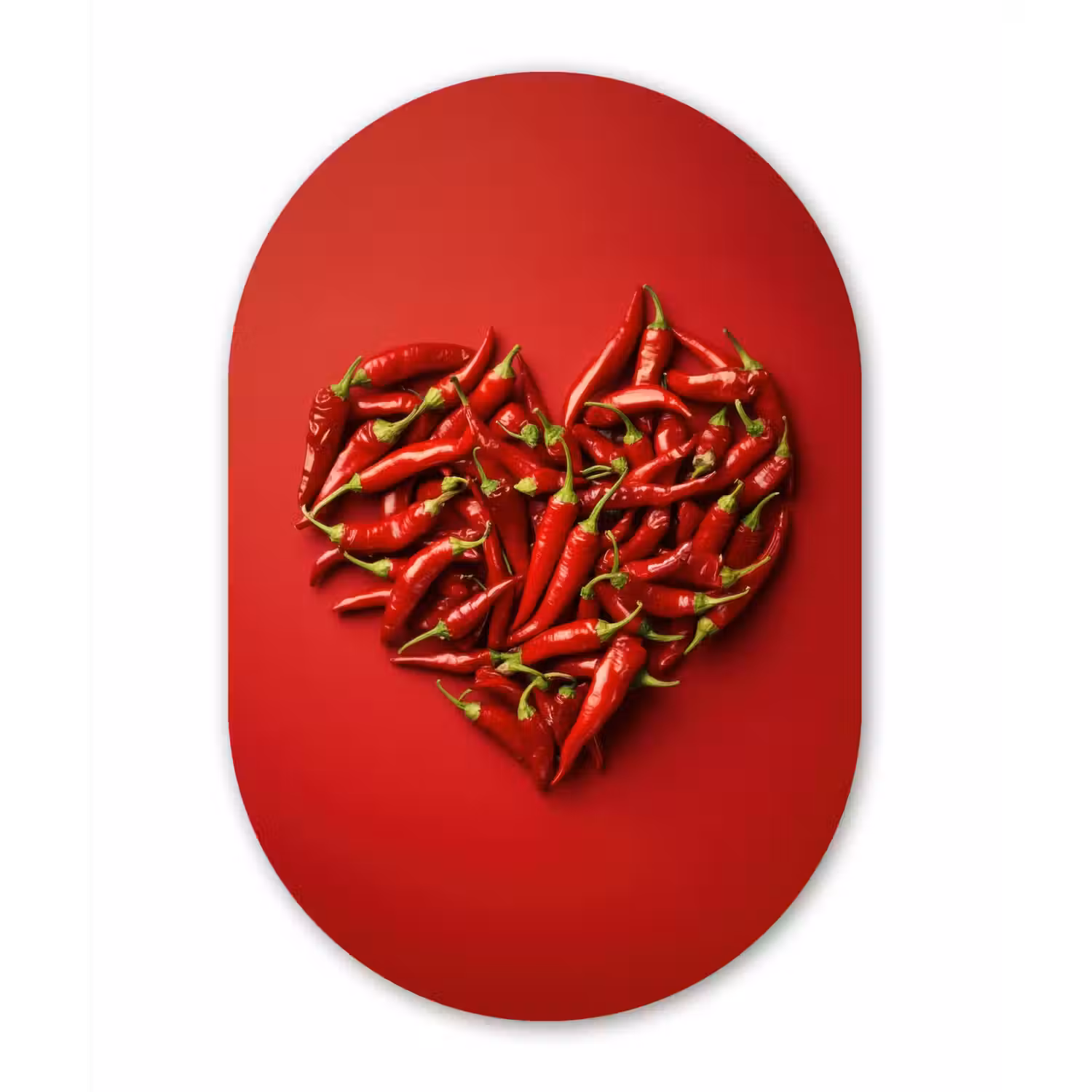 Pepers - Rood - Hart Wandcirkel Ovaal Forex klein -3d