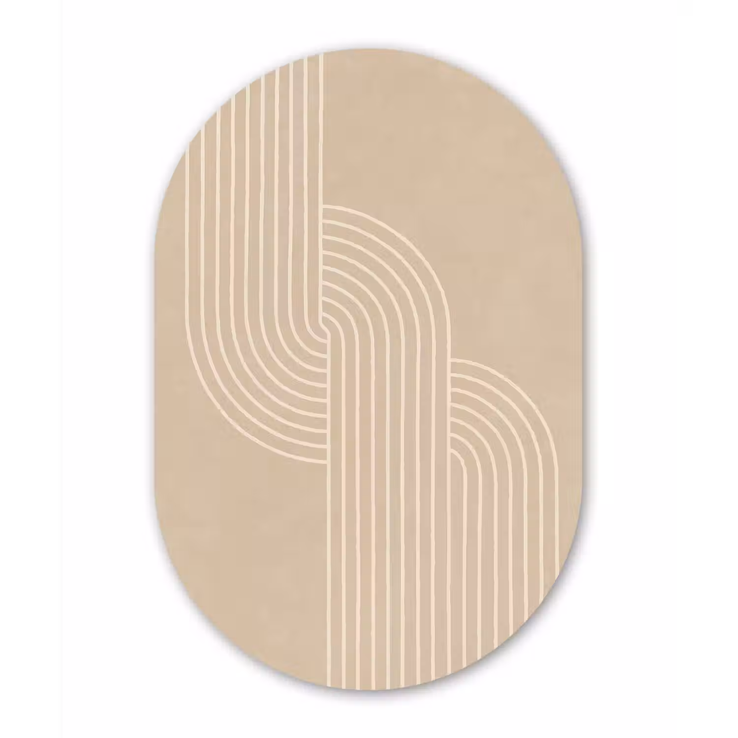 Parallelle lijnen - Lichte textuur - Beige Wandcirkel Ovaal Forex klein -3d