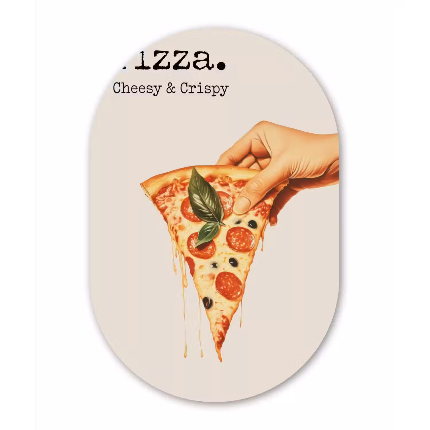 Pizza - Kaas - Pepperoni Wandcirkel Ovaal Forex klein -3d