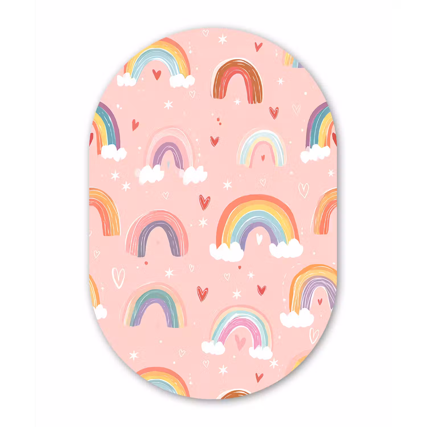 Regenboog - Patroon - Pastel - Handgetekend Wandcirkel Ovaal Forex klein -3d