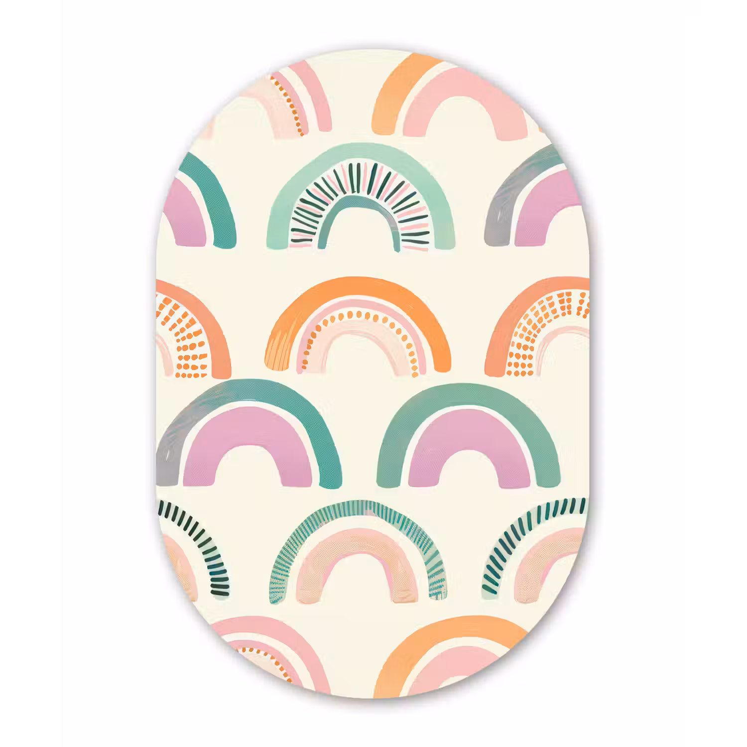 Regenboog - Pastel - Patroon Wandcirkel Ovaal Forex klein -3d