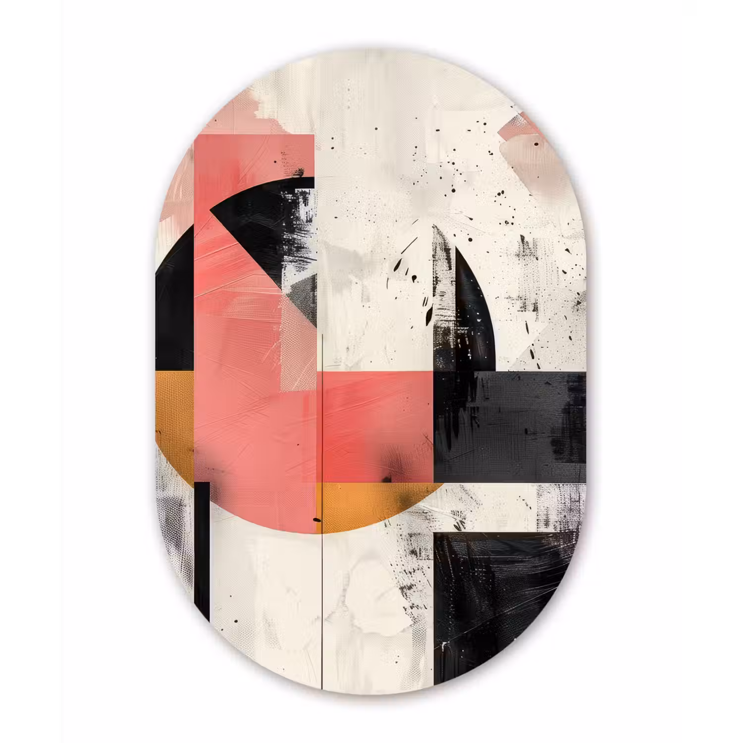 Roze - Abstract - Aesthetic - Modern - Vormen Wandcirkel Ovaal Forex klein -3d