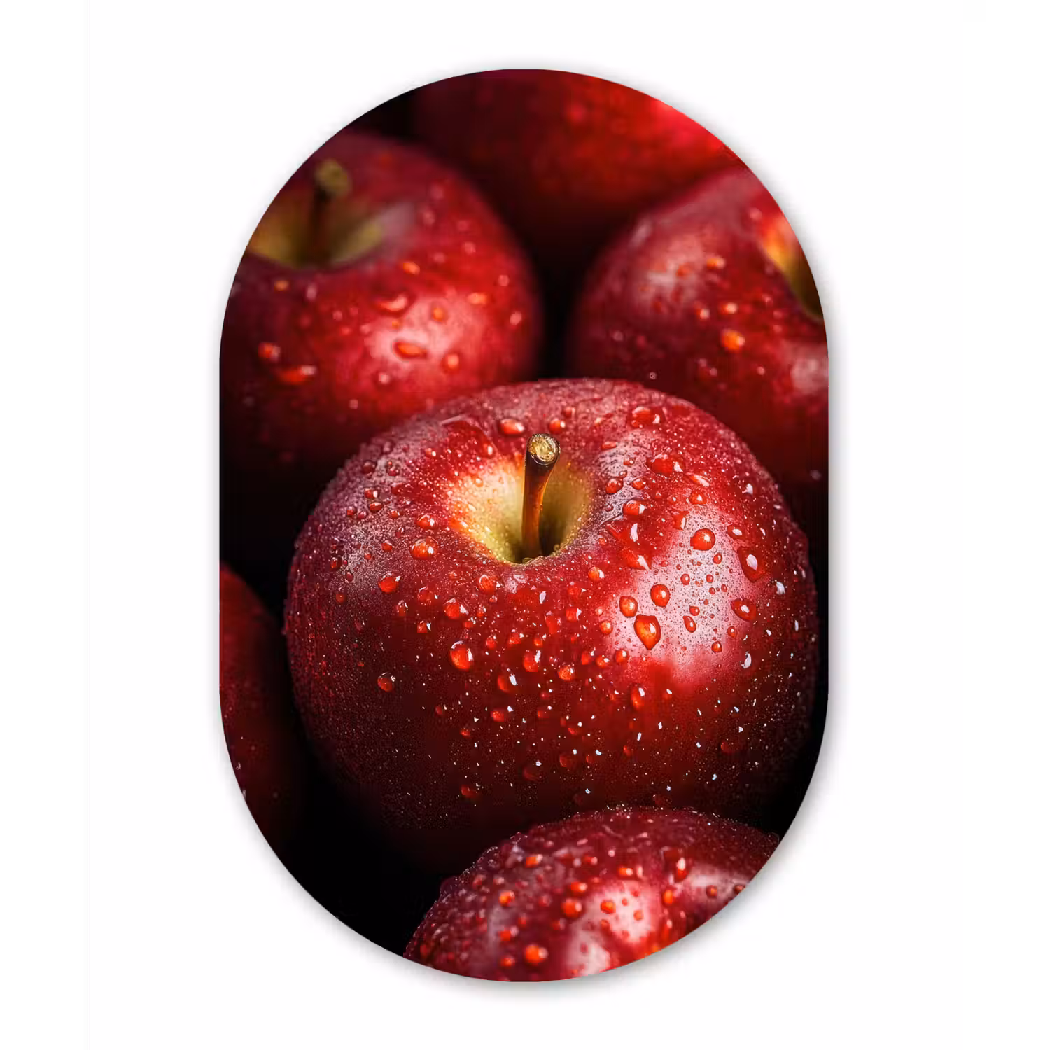Rood - Appels - Fruit Wandcirkel Ovaal Forex klein -3d