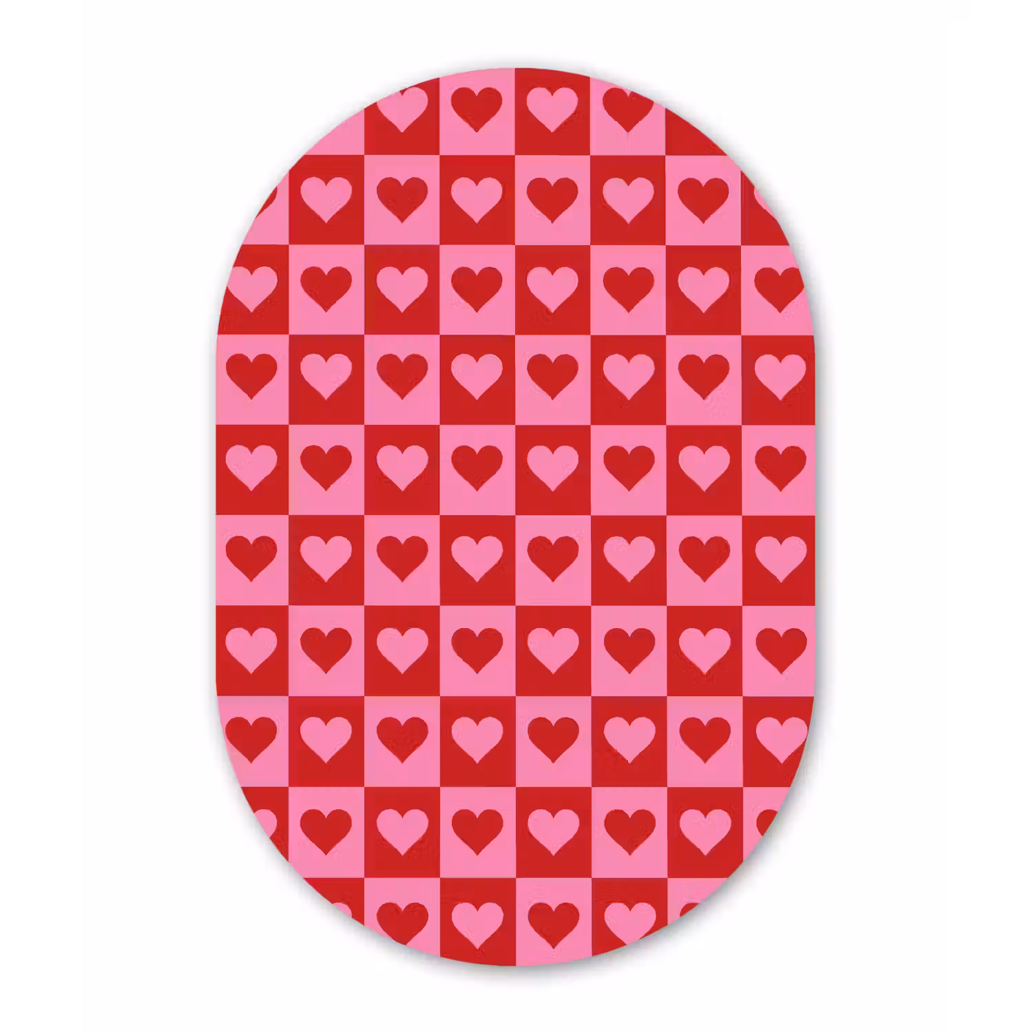 Rood - Roze - Schaakbord - Valentijn Wandcirkel Ovaal Forex klein -3d