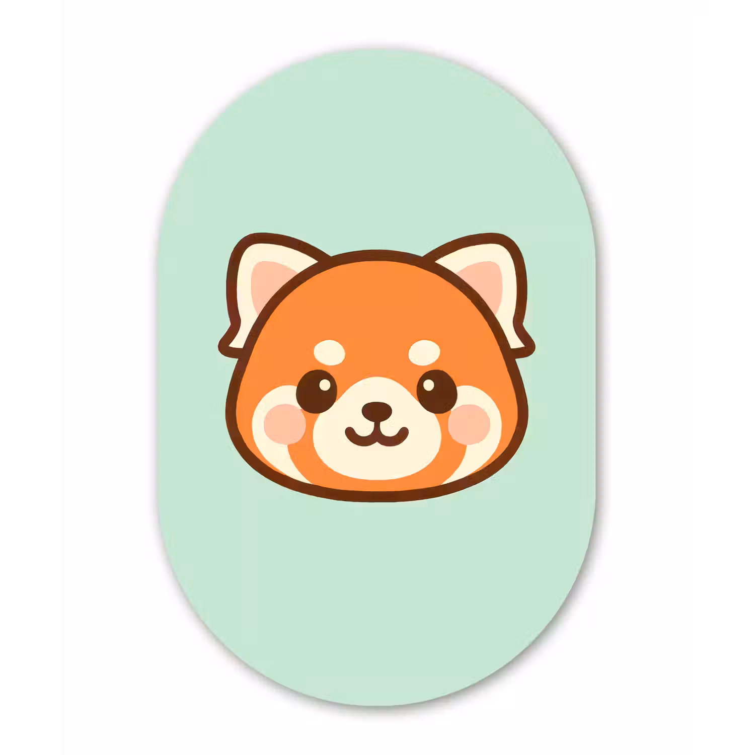 Rode panda - Groen - Cartoon Wandcirkel Ovaal Forex klein -3d