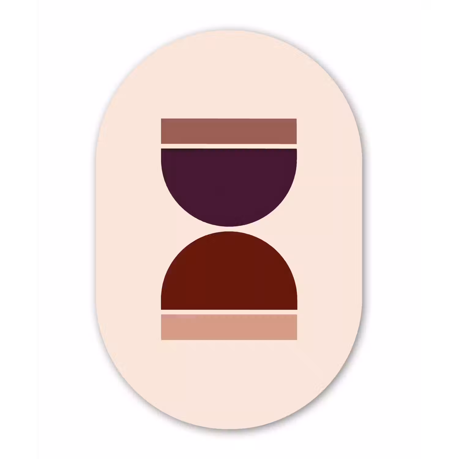 Zandloper - Symmetrisch - Rood - Paars Wandcirkel Ovaal Forex klein -3d